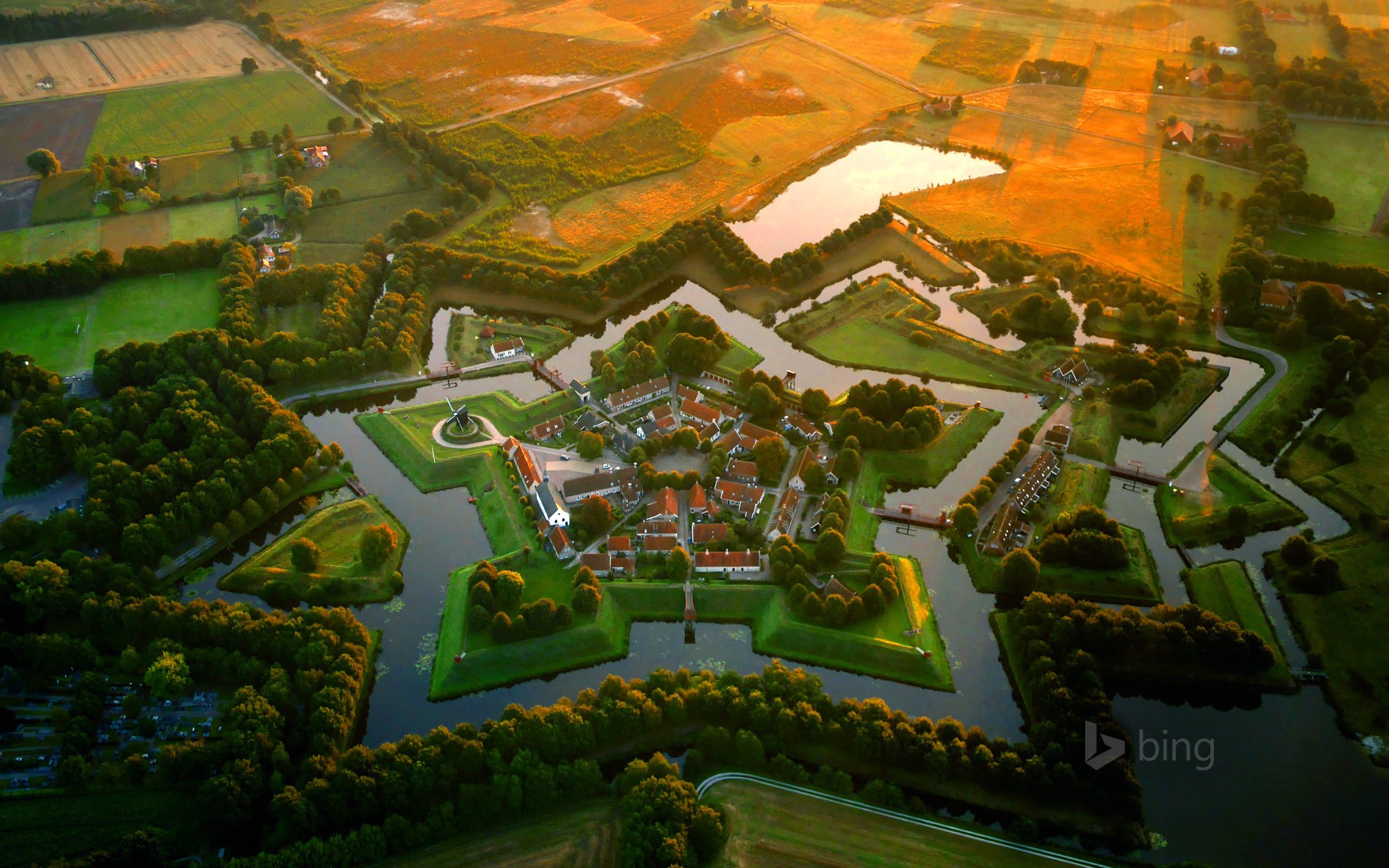 Fort Bourtange in the Netherlands from above HD Wallpaper