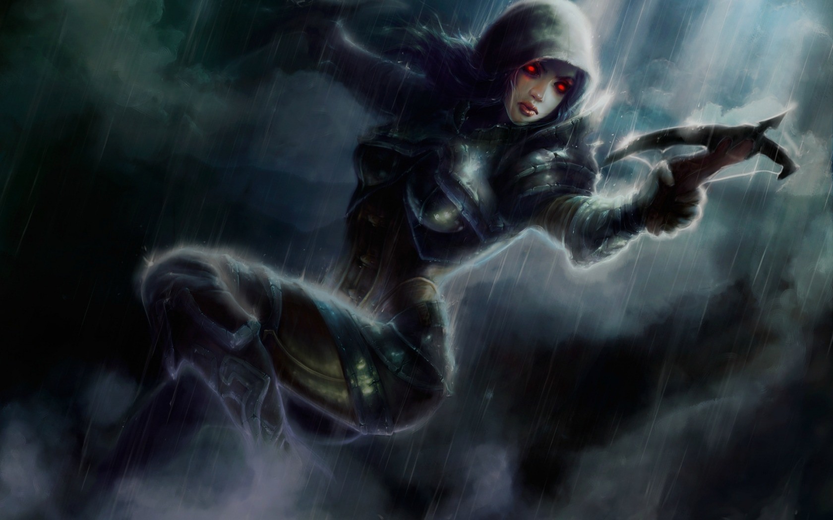 Diablo III character with red eyes holding a crossbow HD Wallpaper