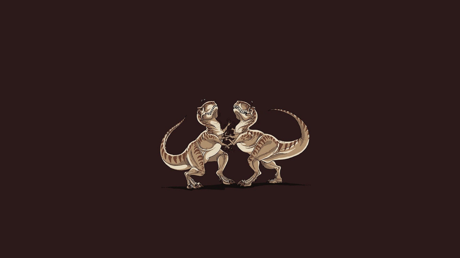 Two T-Rex dinosaurs dancing humorously HD Wallpaper