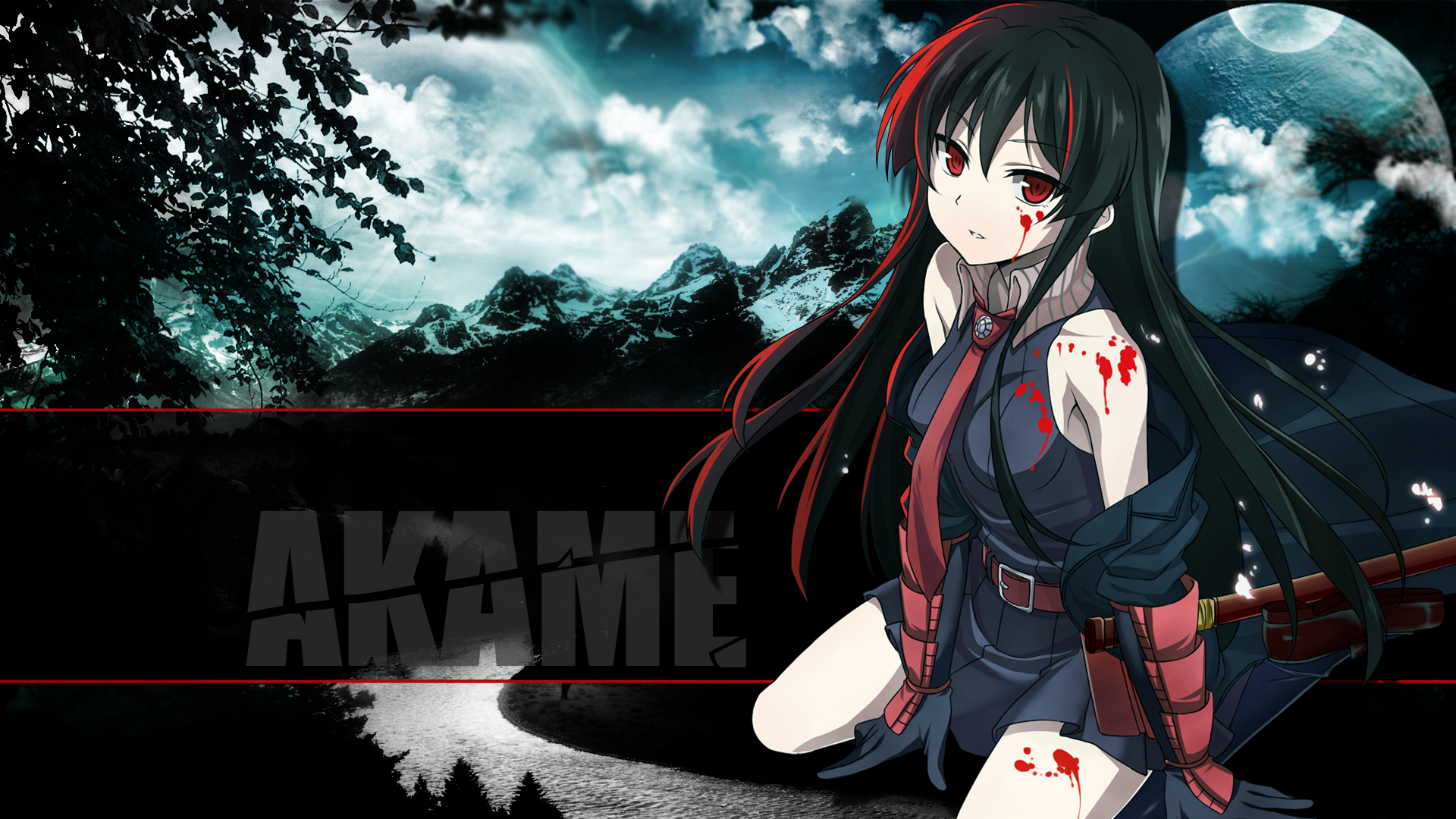 Akame from Akame ga Kill! with blood splatters HD Wallpaper