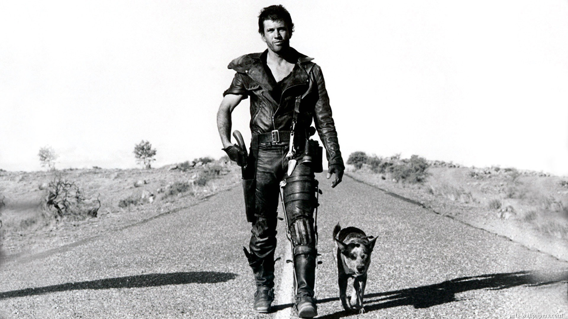 Mel Gibson as Mad Max with his dog HD Wallpaper