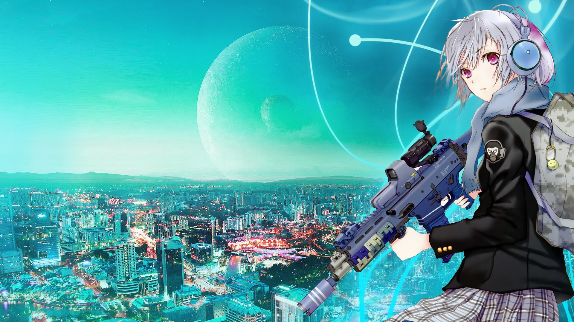 anime, sniper rifle, anime girls HD Wallpaper