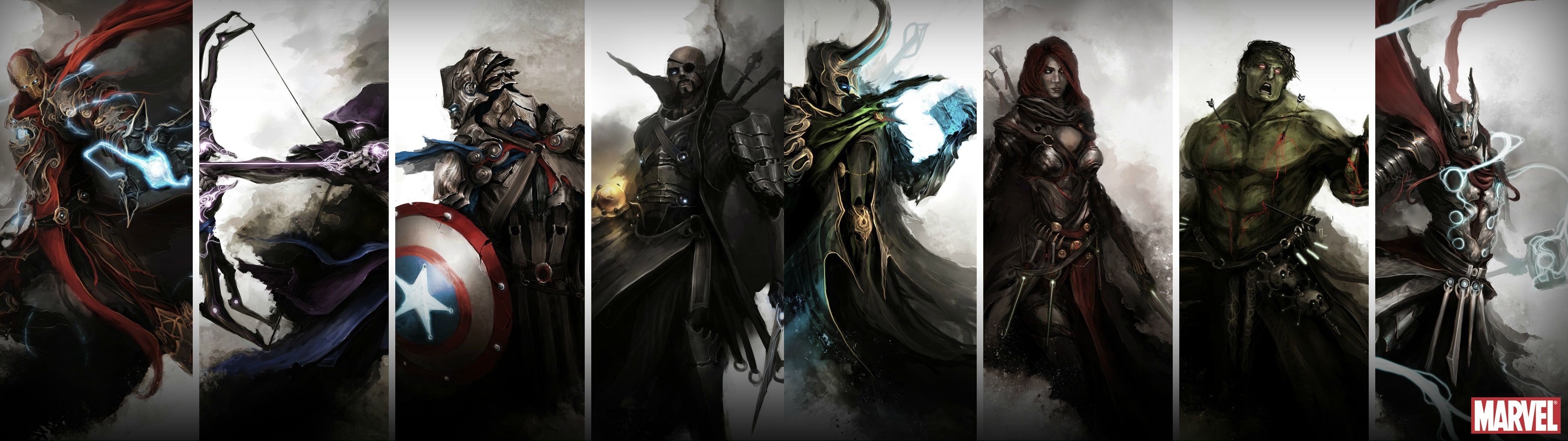 Marvel Characters in Fantasy Art Style HD Wallpaper