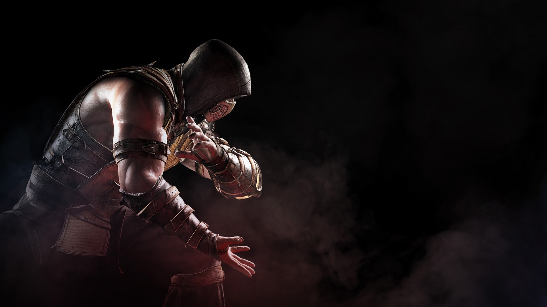 Scorpion from Mortal Kombat X in a fighting stance HD Wallpaper