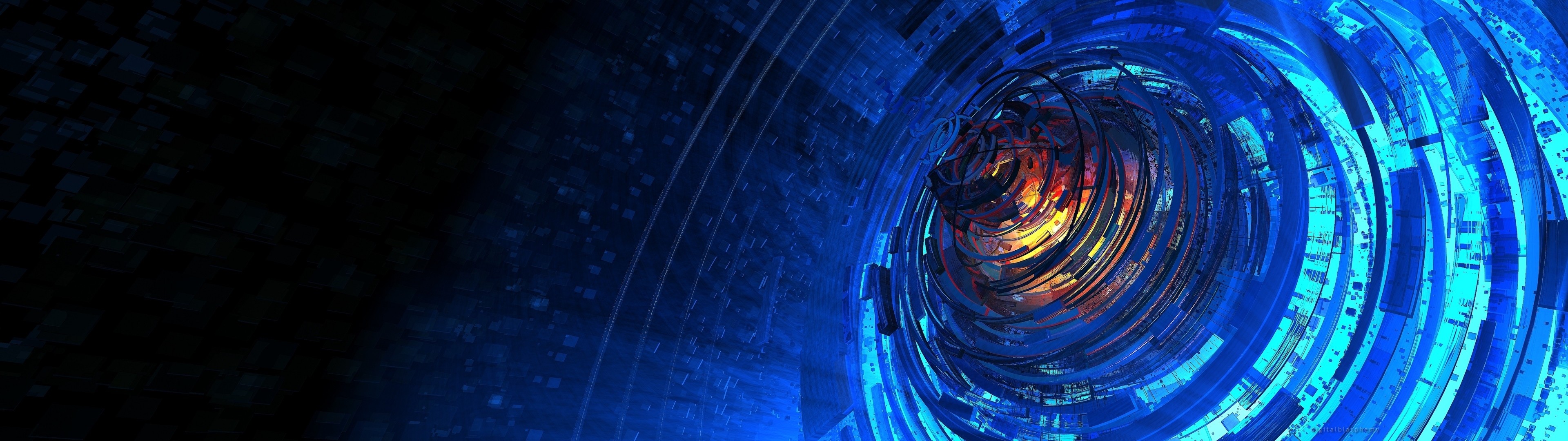 Abstract blue and orange swirling tunnel HD Wallpaper