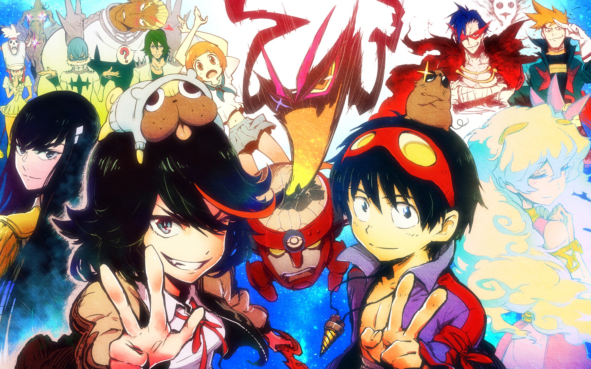 Kill la Kill and Tengen Toppa Gurren Lagann Characters HD Wallpaper