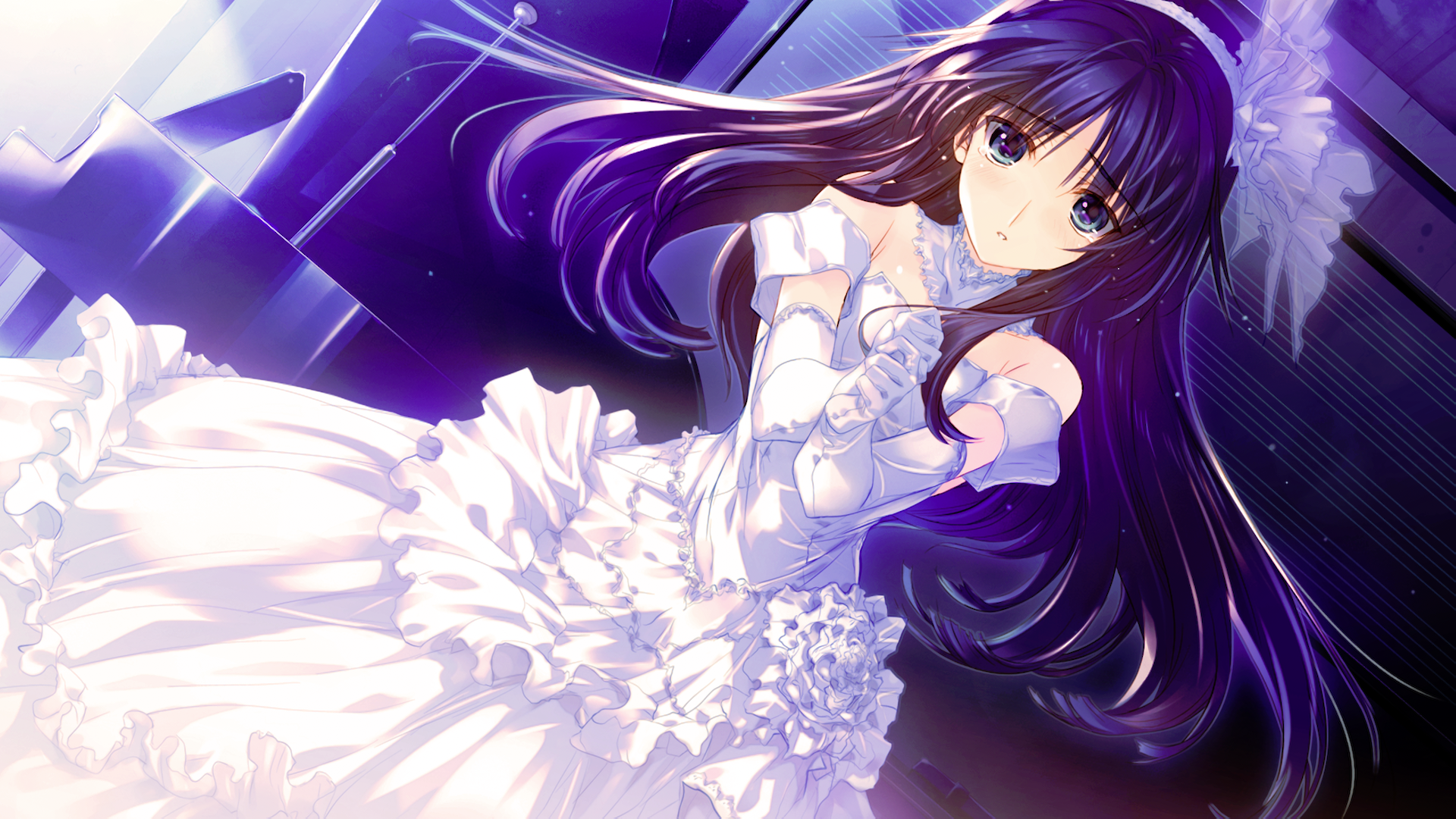 Anime girl in a white wedding dress HD Wallpaper