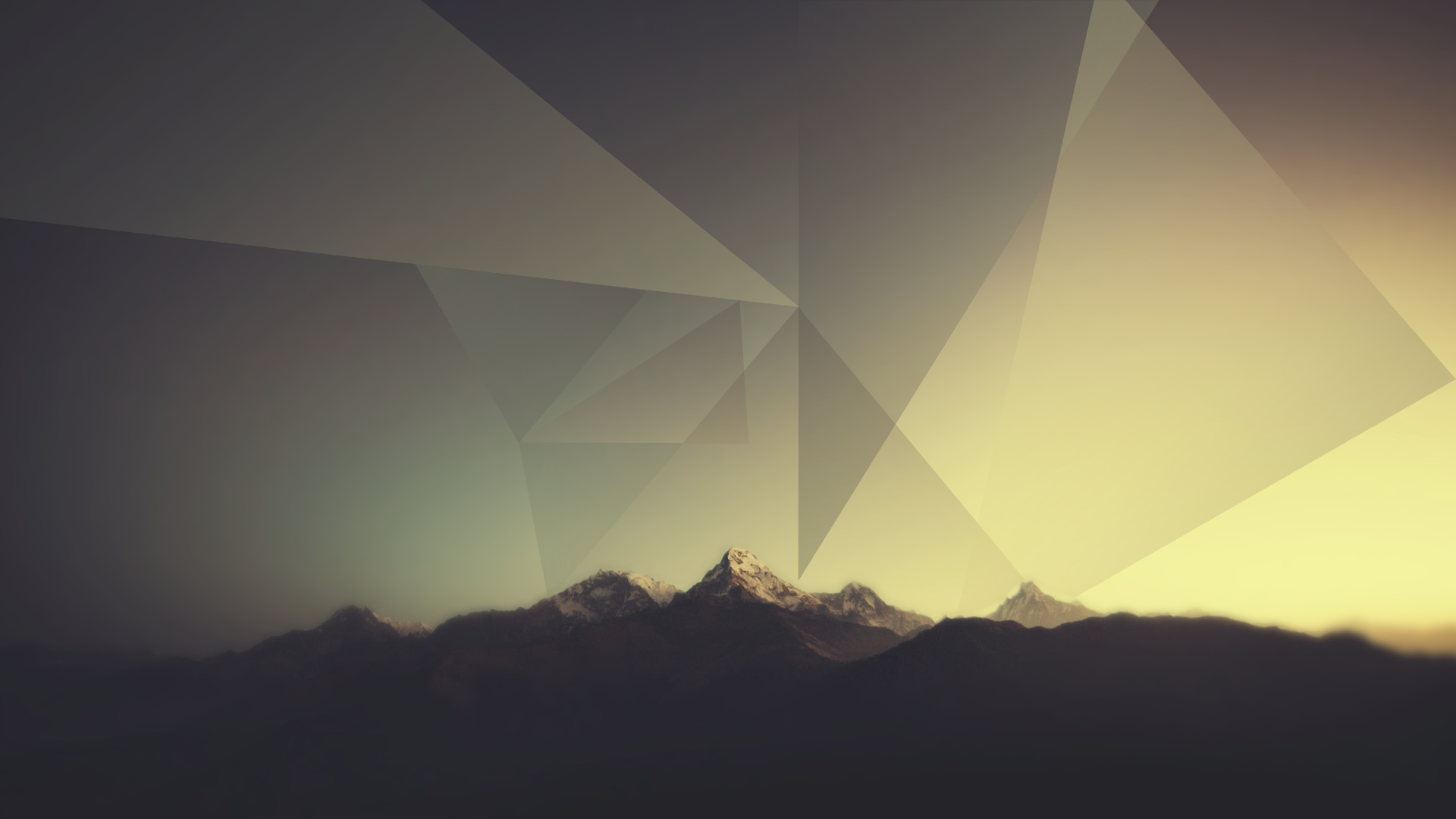 Abstract geometric overlay on mountain landscape HD Wallpaper