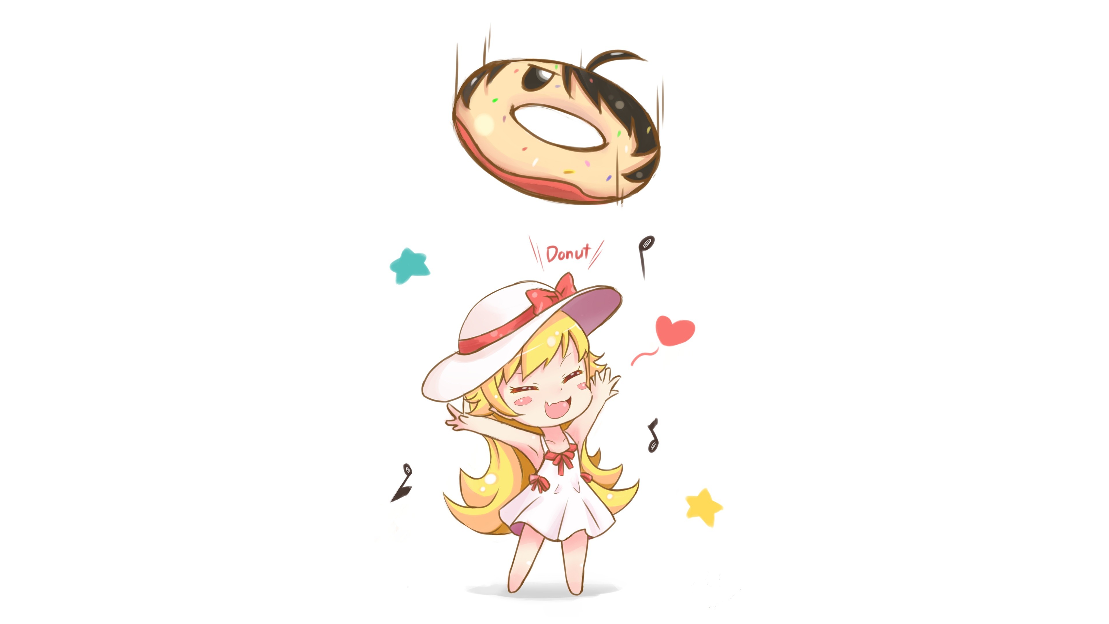 Oshino Shinobu and a Donut from Monogatari Series HD Wallpaper