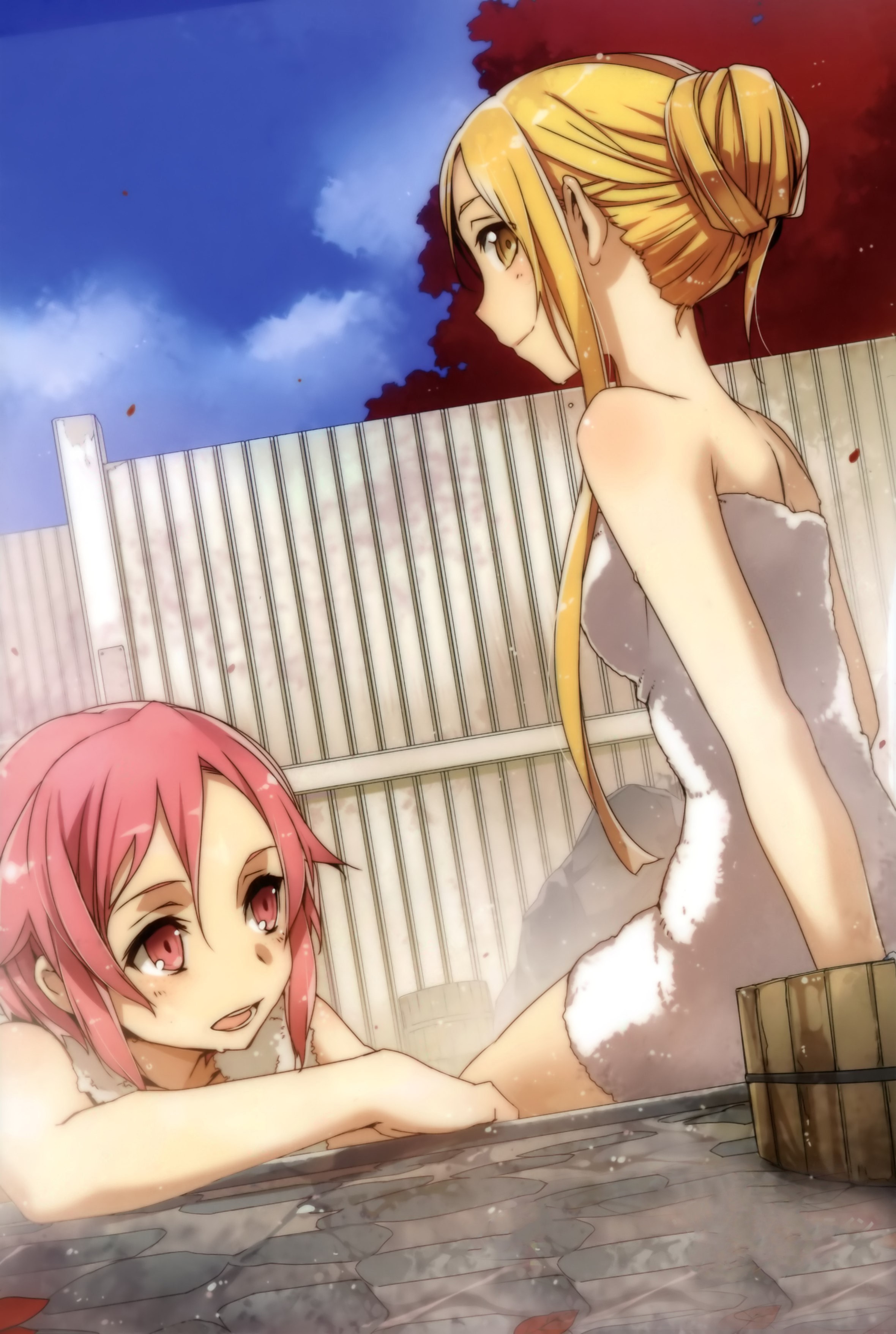 Sword Art Online: Asuna and Rika bathing HD Wallpaper