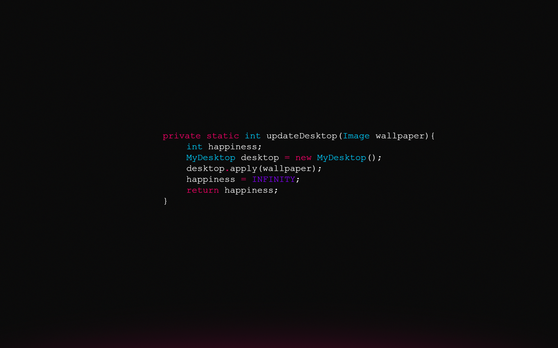 Programming code snippet about desktop updates and happiness HD Wallpaper