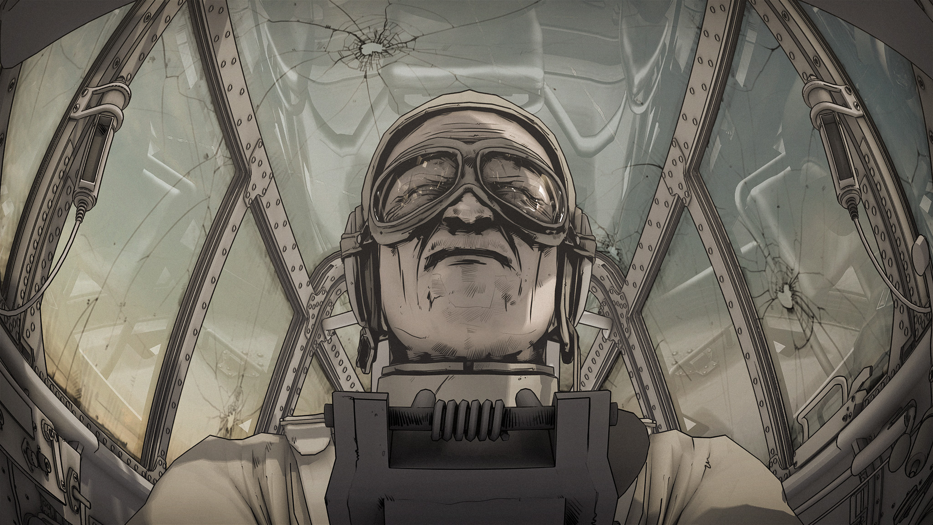 Pilot in a cockpit of a gunship from Paths of Hate HD Wallpaper