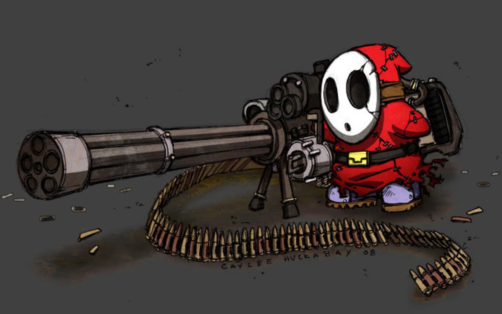 Shy Guy with a Minigun and Ammunition HD Wallpaper