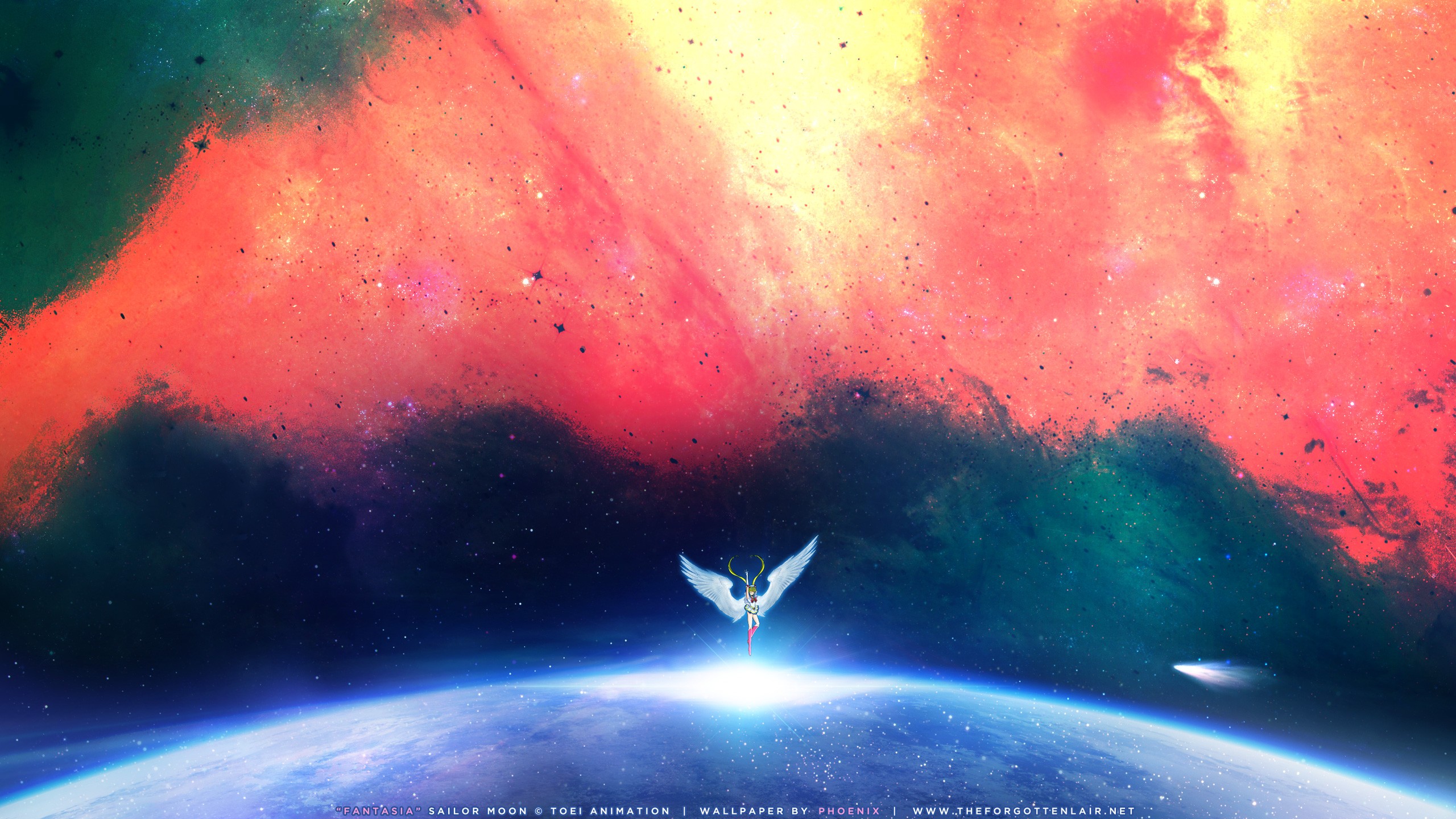 Sailor Moon character with wings in space HD Wallpaper