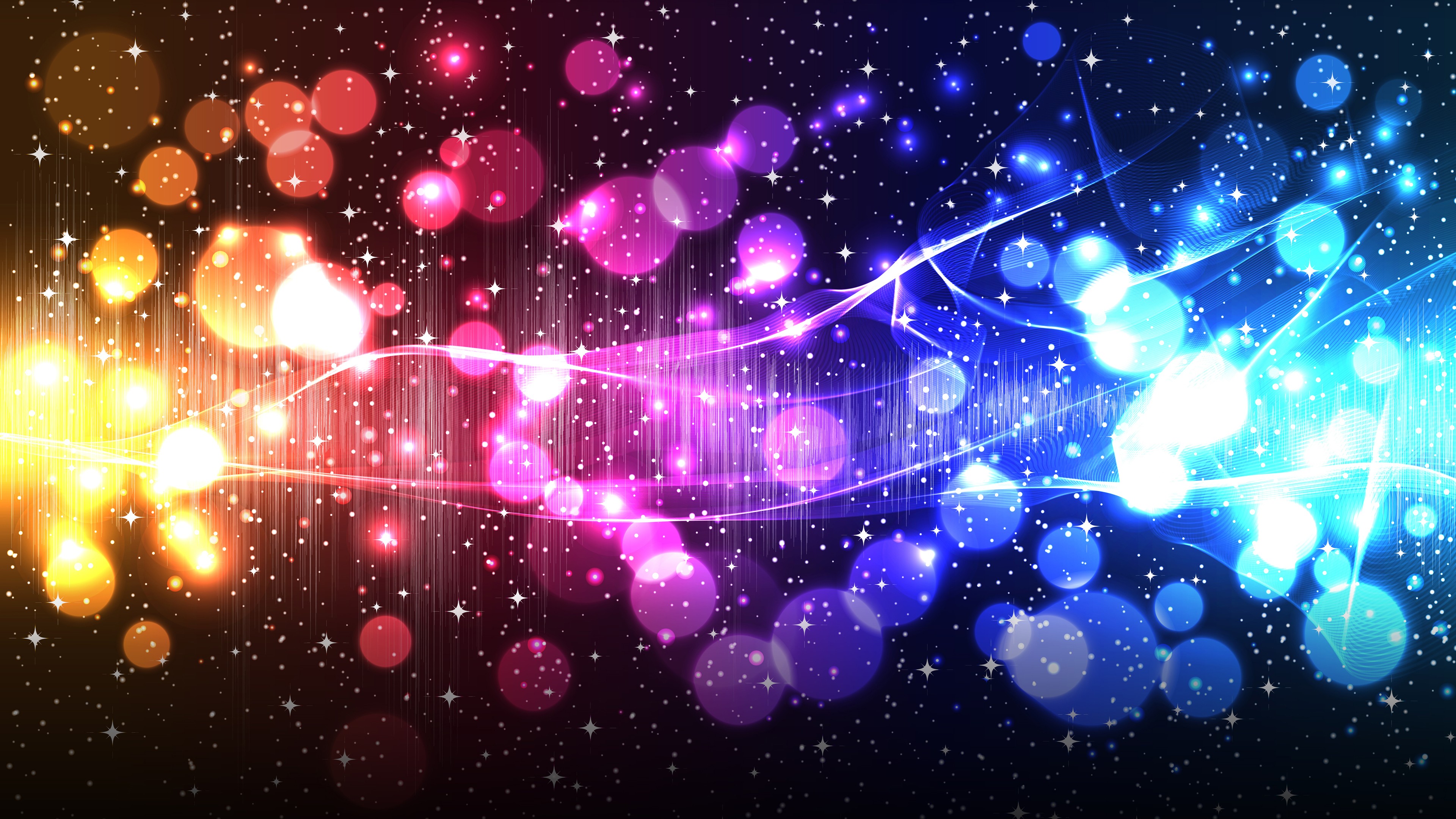Colorful abstract digital art with bokeh and stars HD Wallpaper