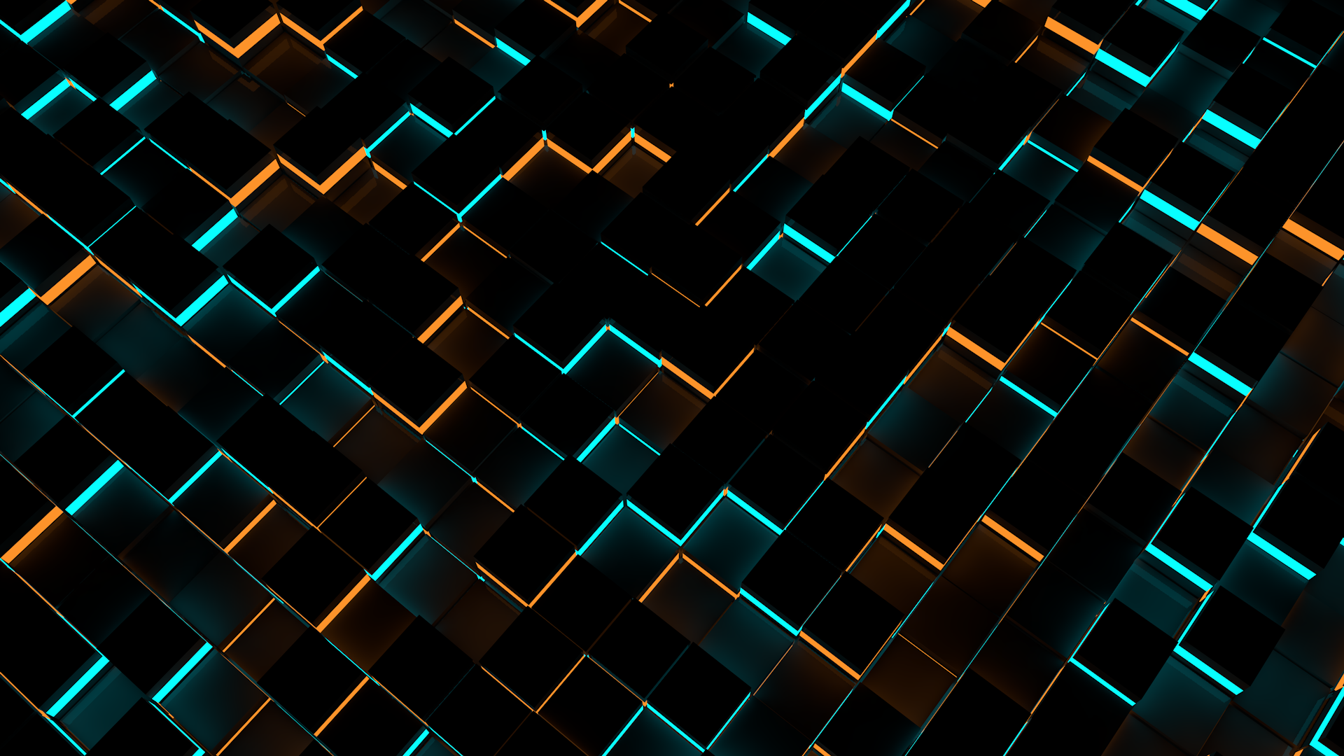 Abstract 3D cubes with neon lighting HD Wallpaper