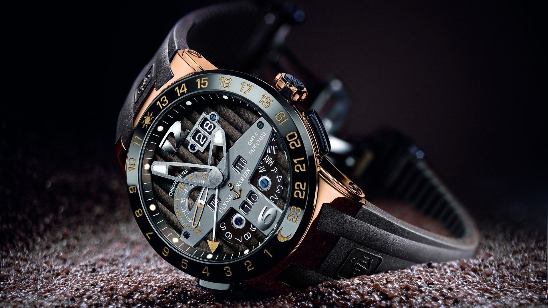 Ulysse Nardin Perpetual Calendar GMT Watch HD Wallpaper