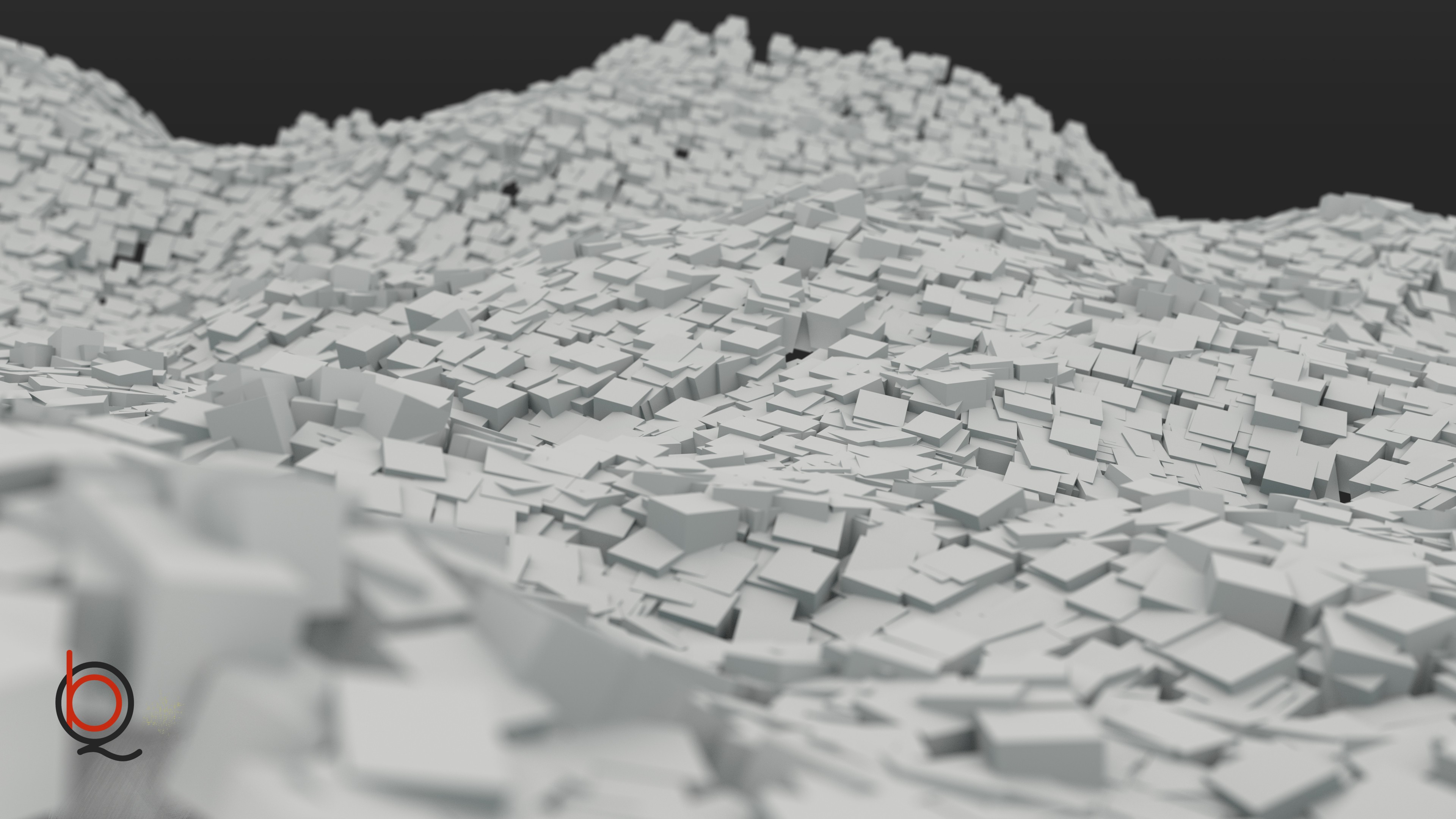 Abstract waves of white cubes in Blender HD Wallpaper