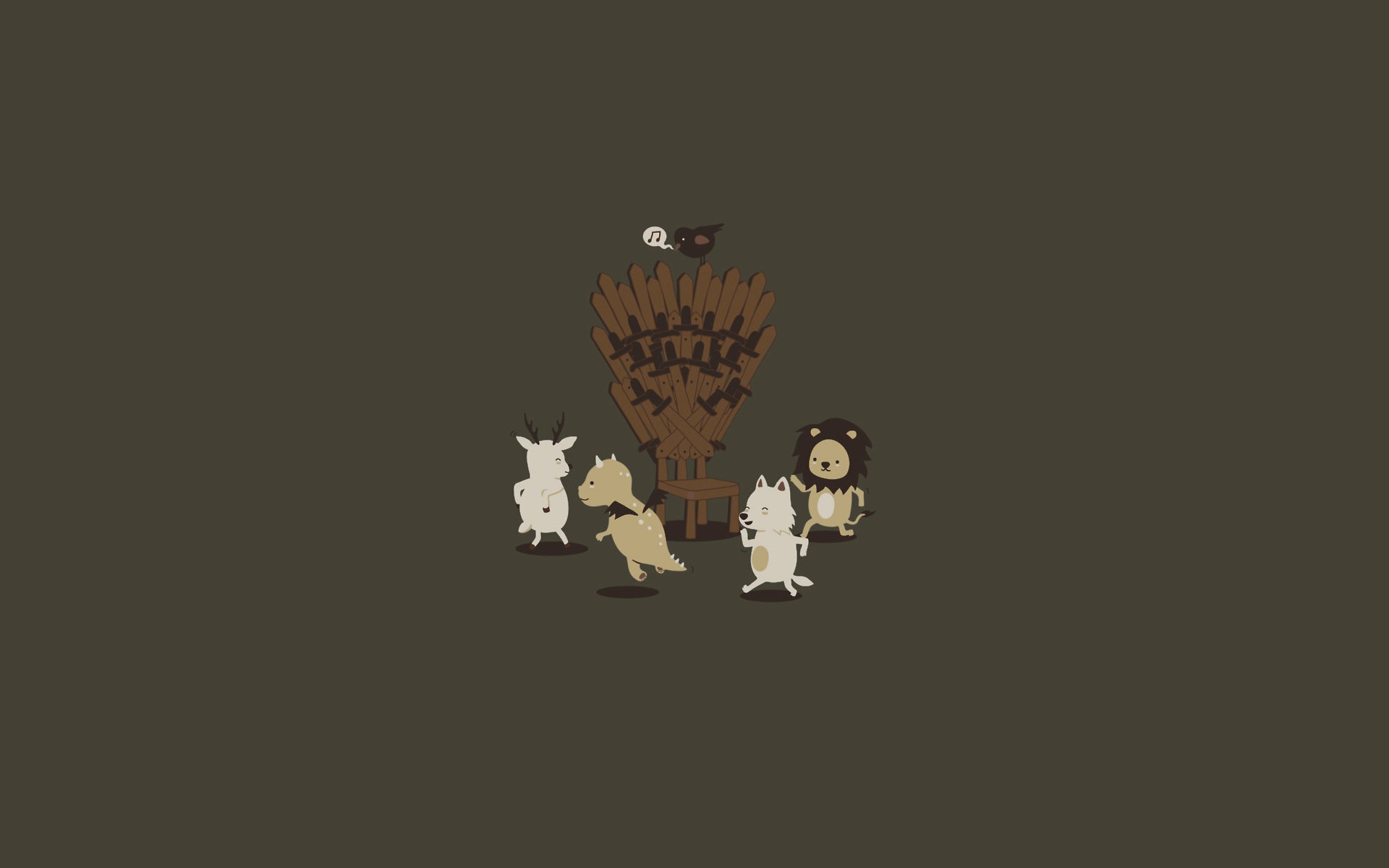 Game of Thrones animals around the Iron Throne HD Wallpaper