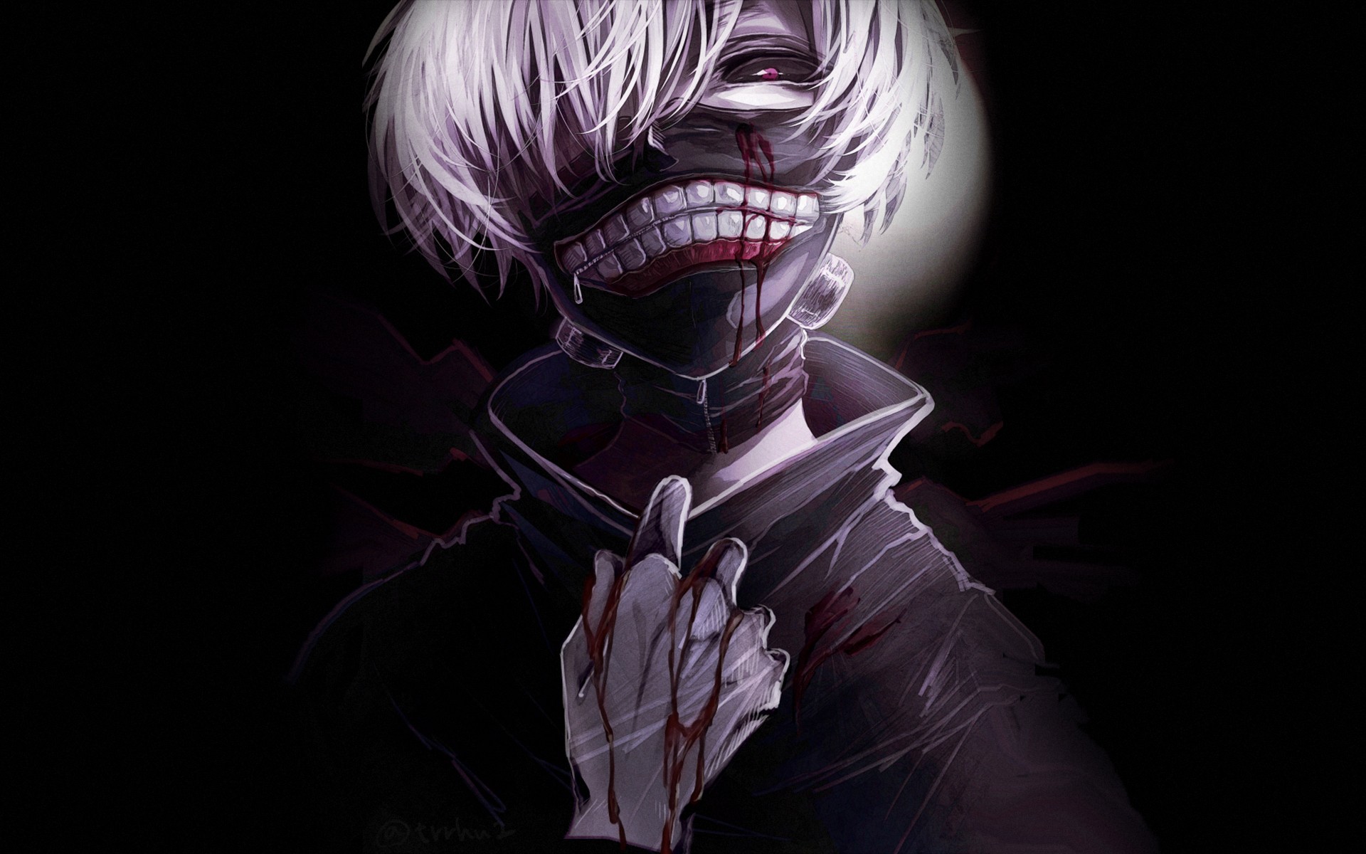 Kaneki Ken from Tokyo Ghoul with bloody hand HD Wallpaper