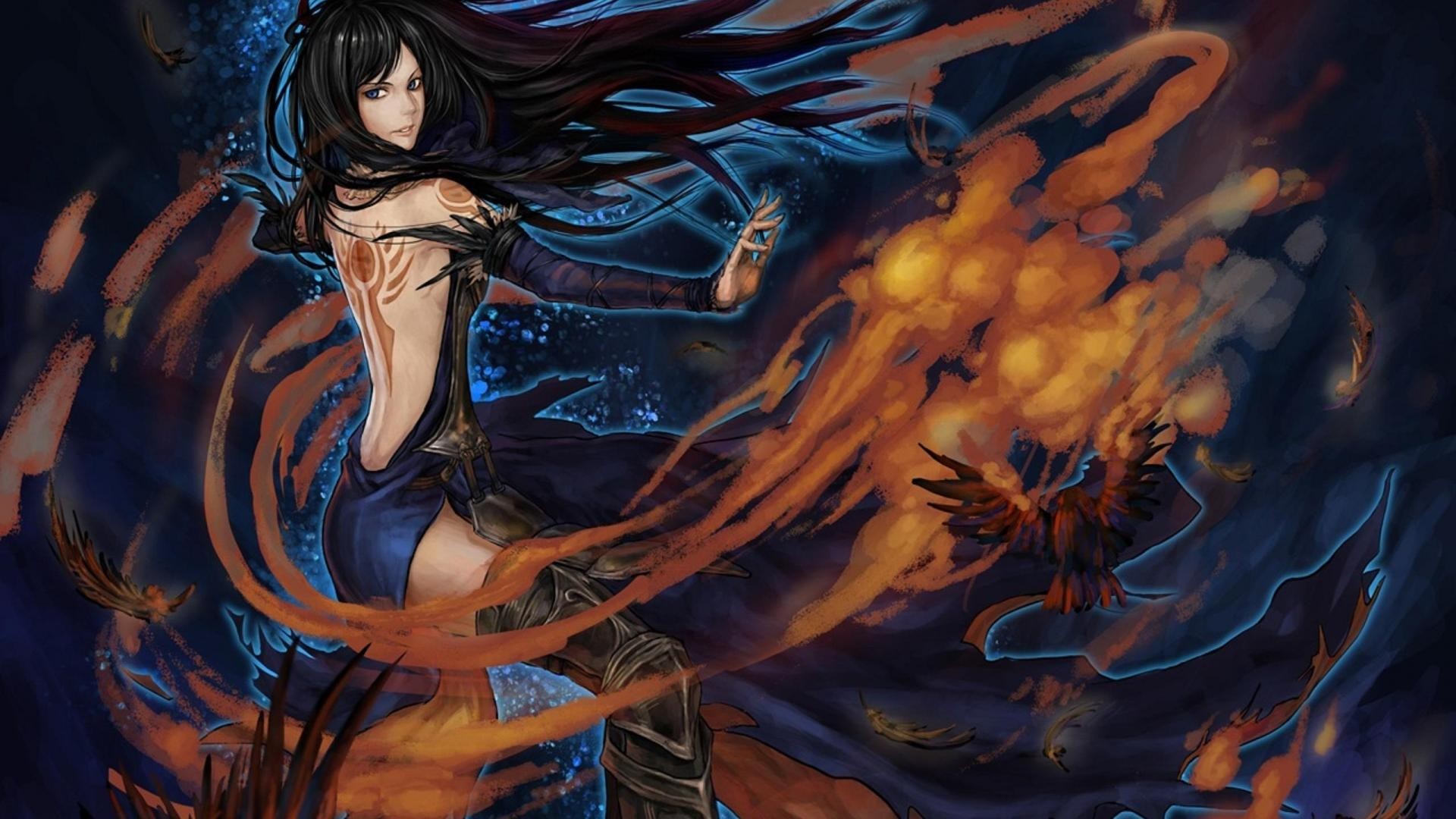 Shanoa from Castlevania casting fire magic HD Wallpaper