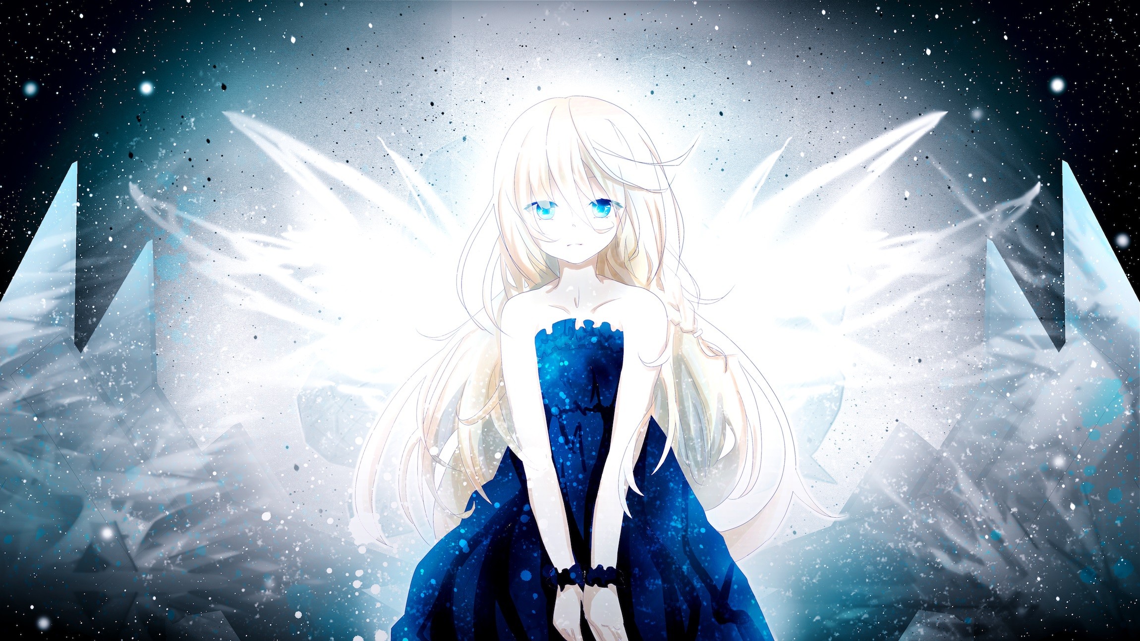 IA (Vocaloid) with long blonde hair and blue eyes HD Wallpaper