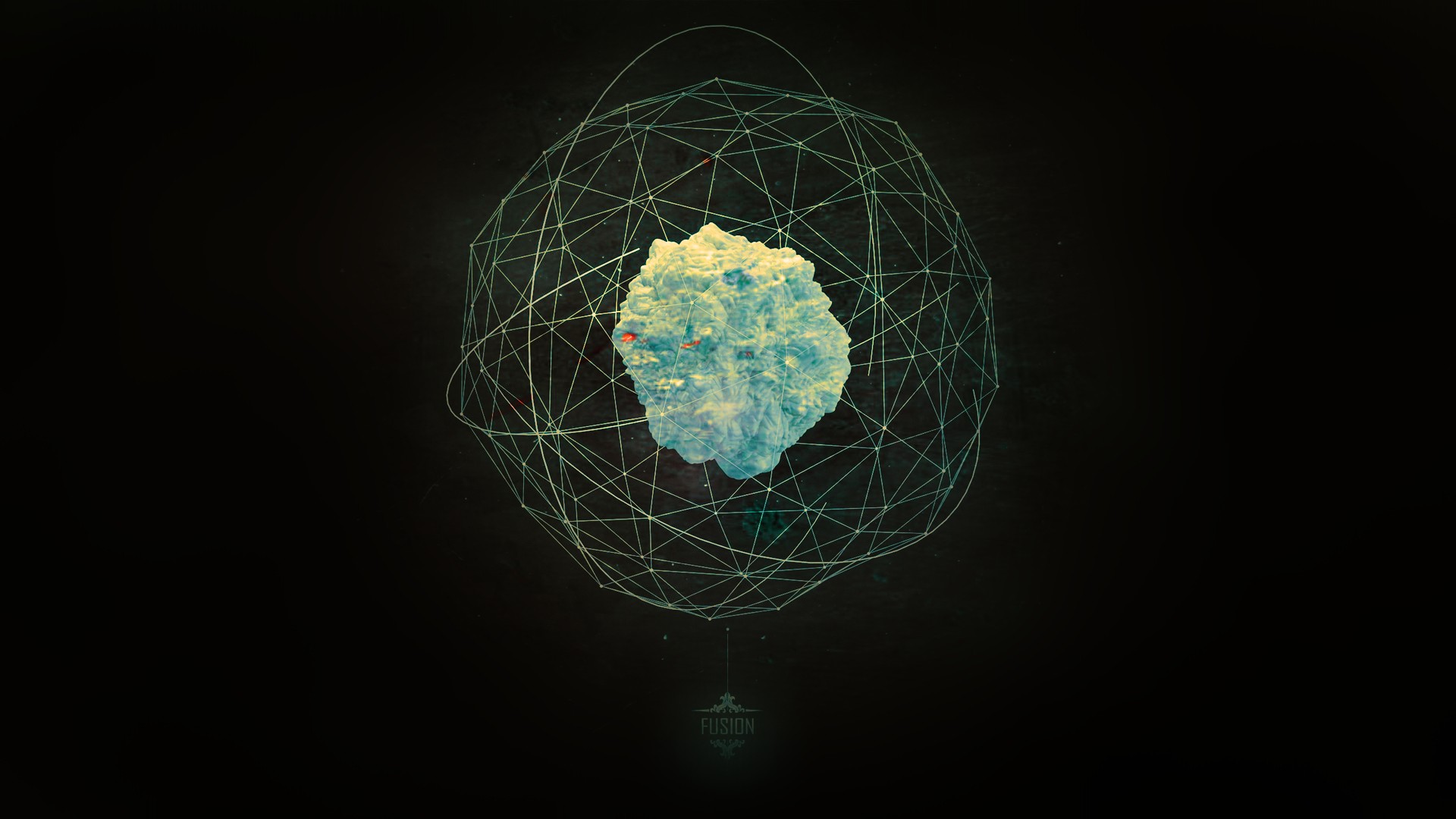 Abstract geometric sphere with a crystalline object HD Wallpaper