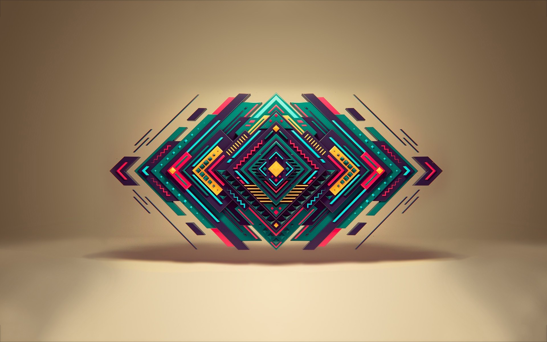 Abstract geometric shapes with vibrant colors HD Wallpaper
