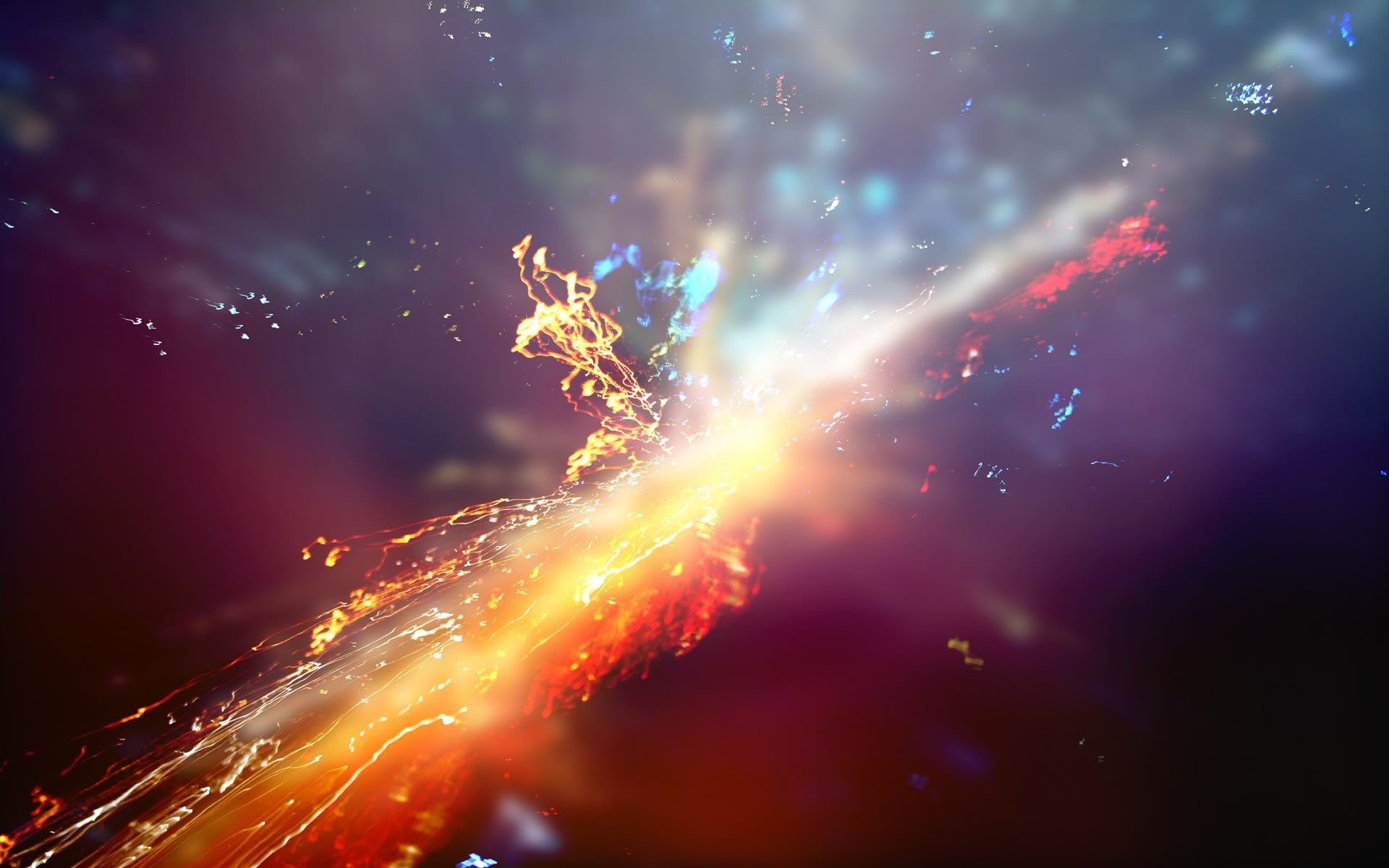 Abstract light streaks and particles HD Wallpaper