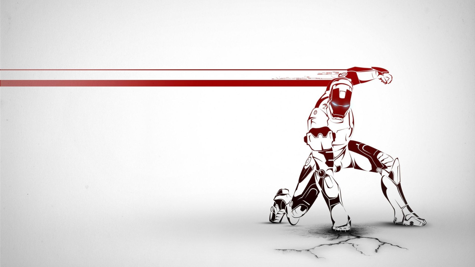 Iron Man in a dynamic pose with red lines HD Wallpaper