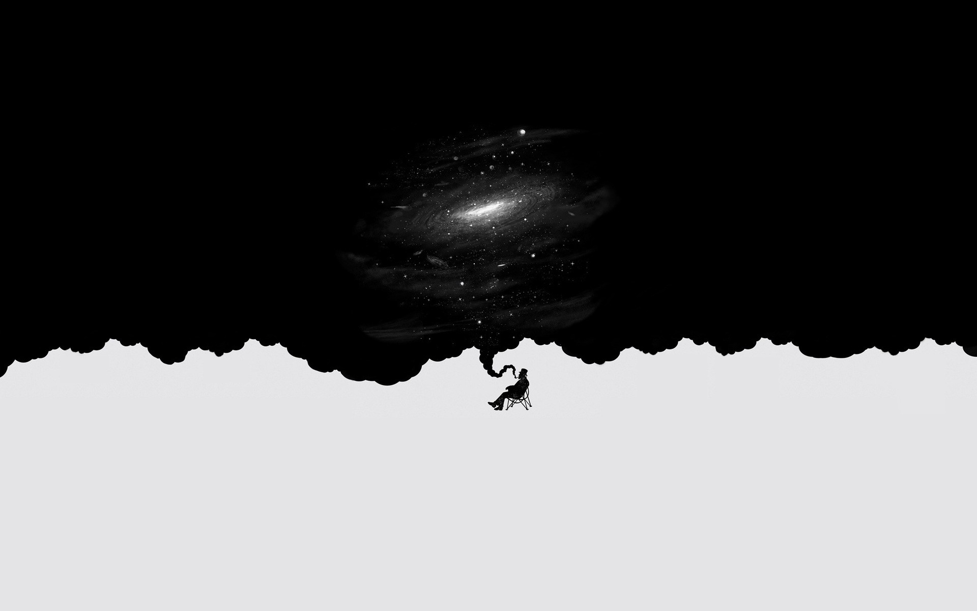 Silhouette of a person smoking a galaxy HD Wallpaper