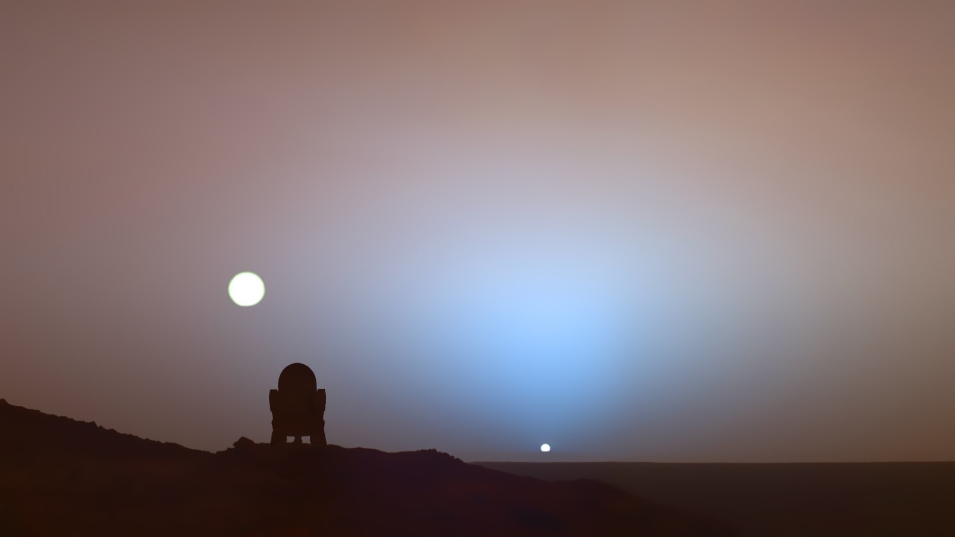 R2-D2 on Mars during sunset HD Wallpaper