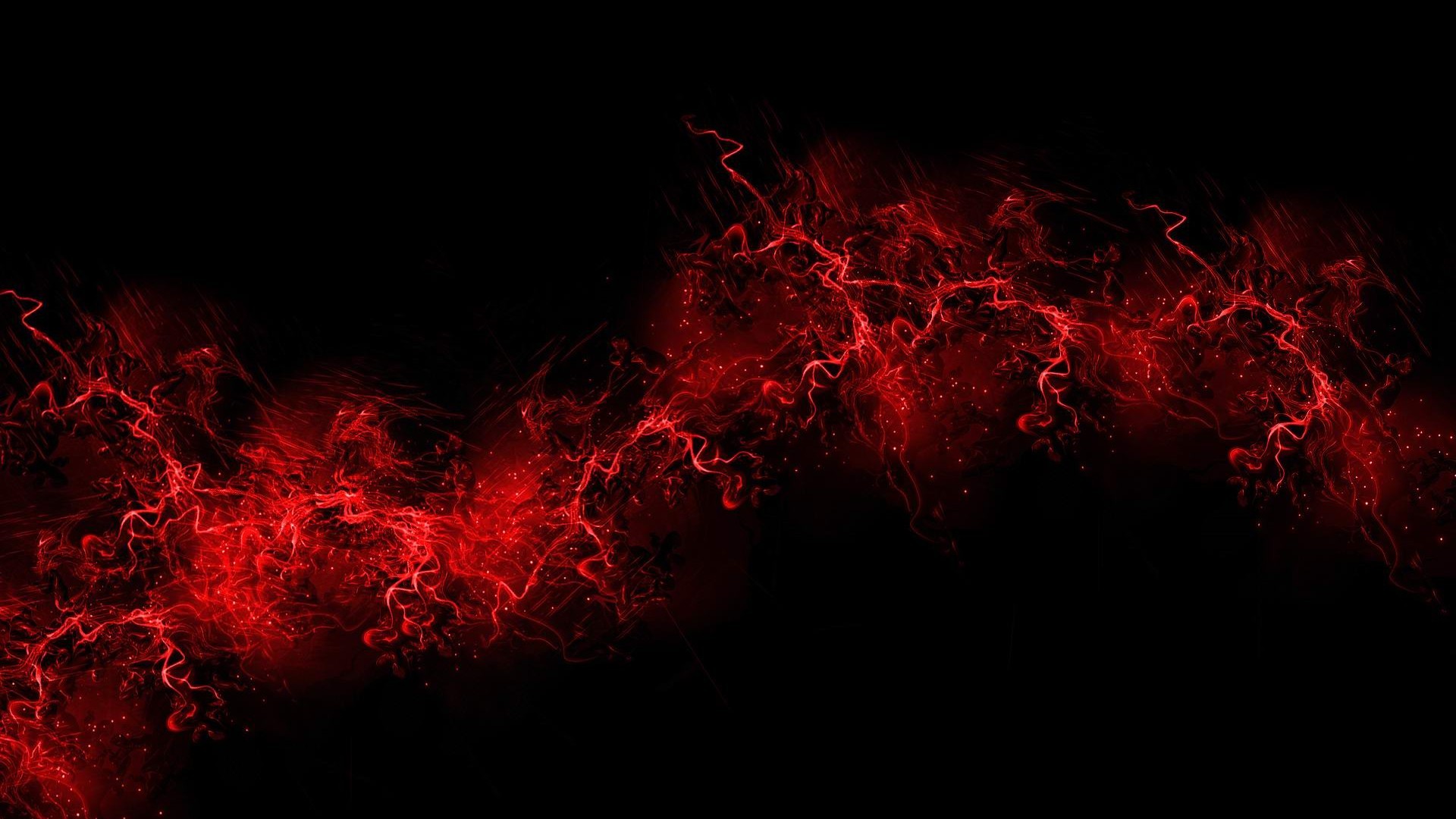 Abstract red energy swirls on black background HD Wallpaper