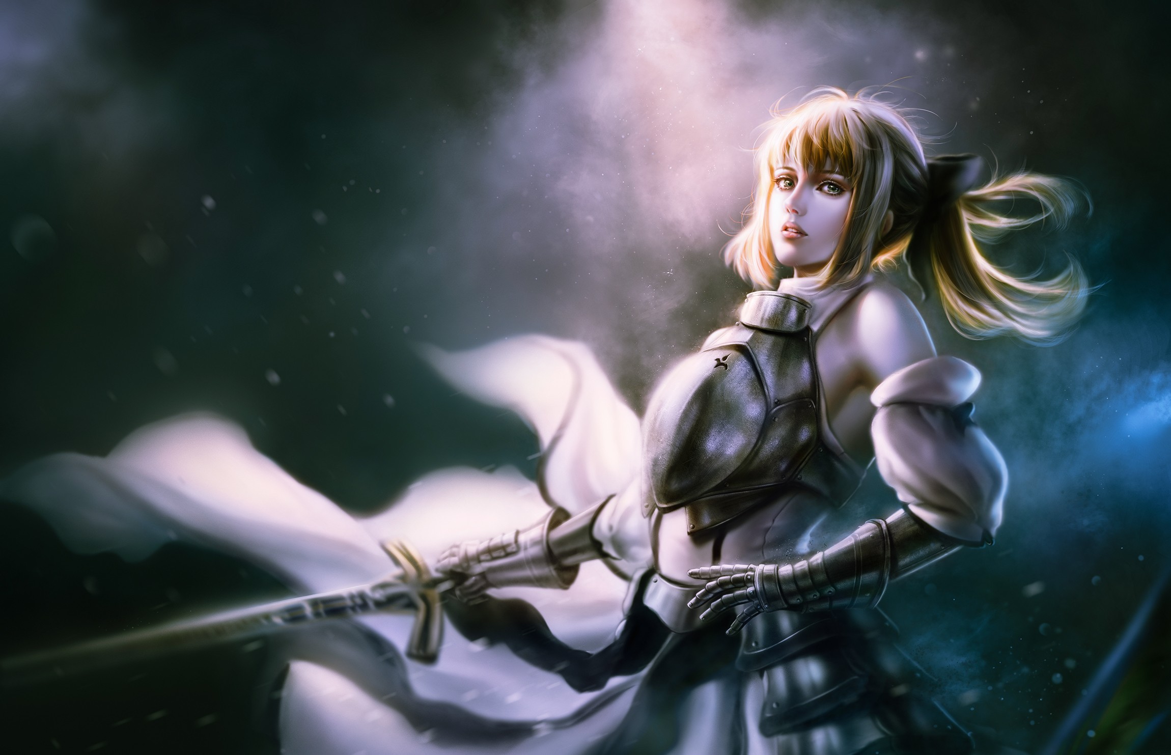 Saber Lily from Fate Series holding a sword HD Wallpaper