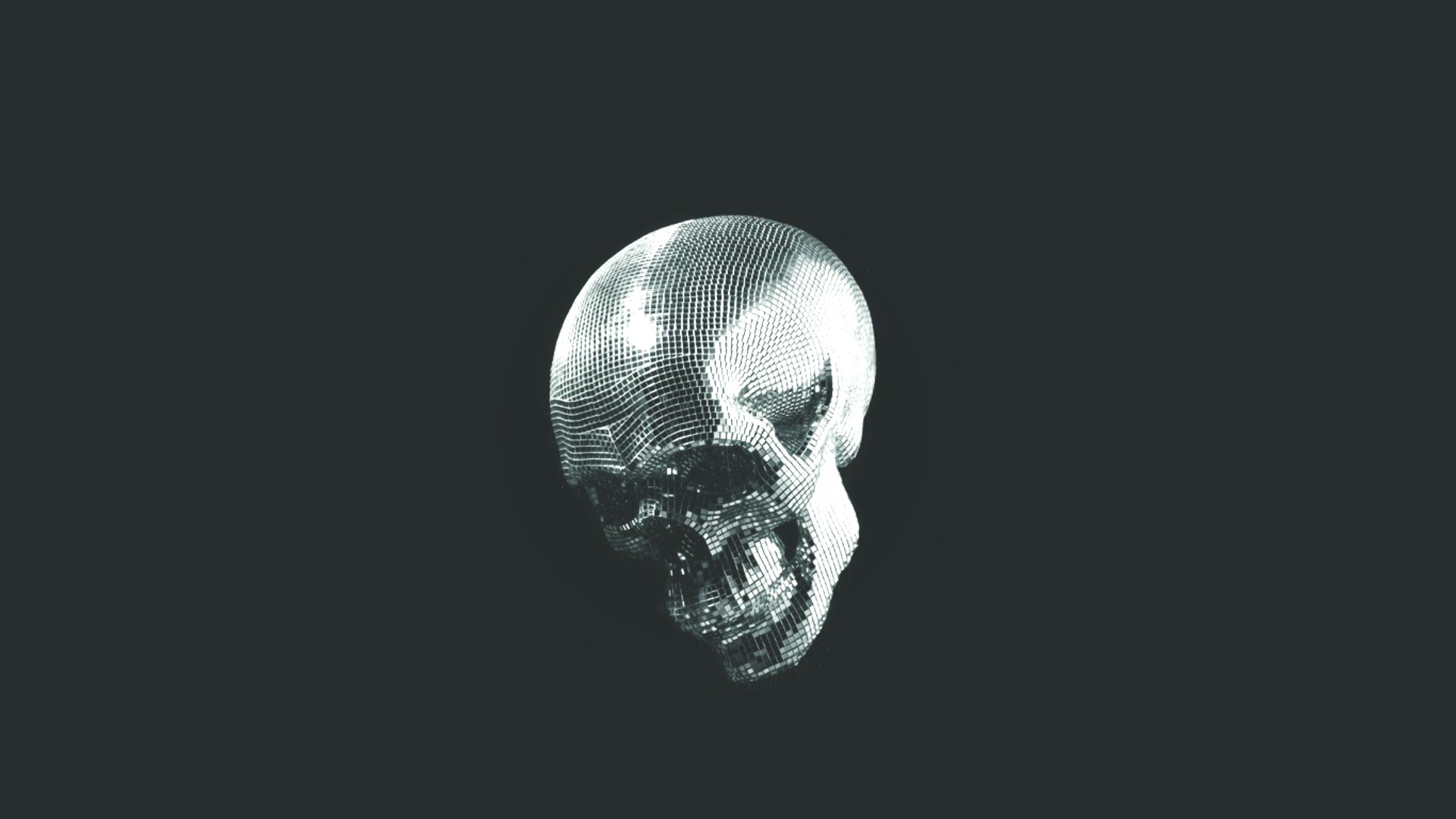 Disco skull on a dark background HD Wallpaper