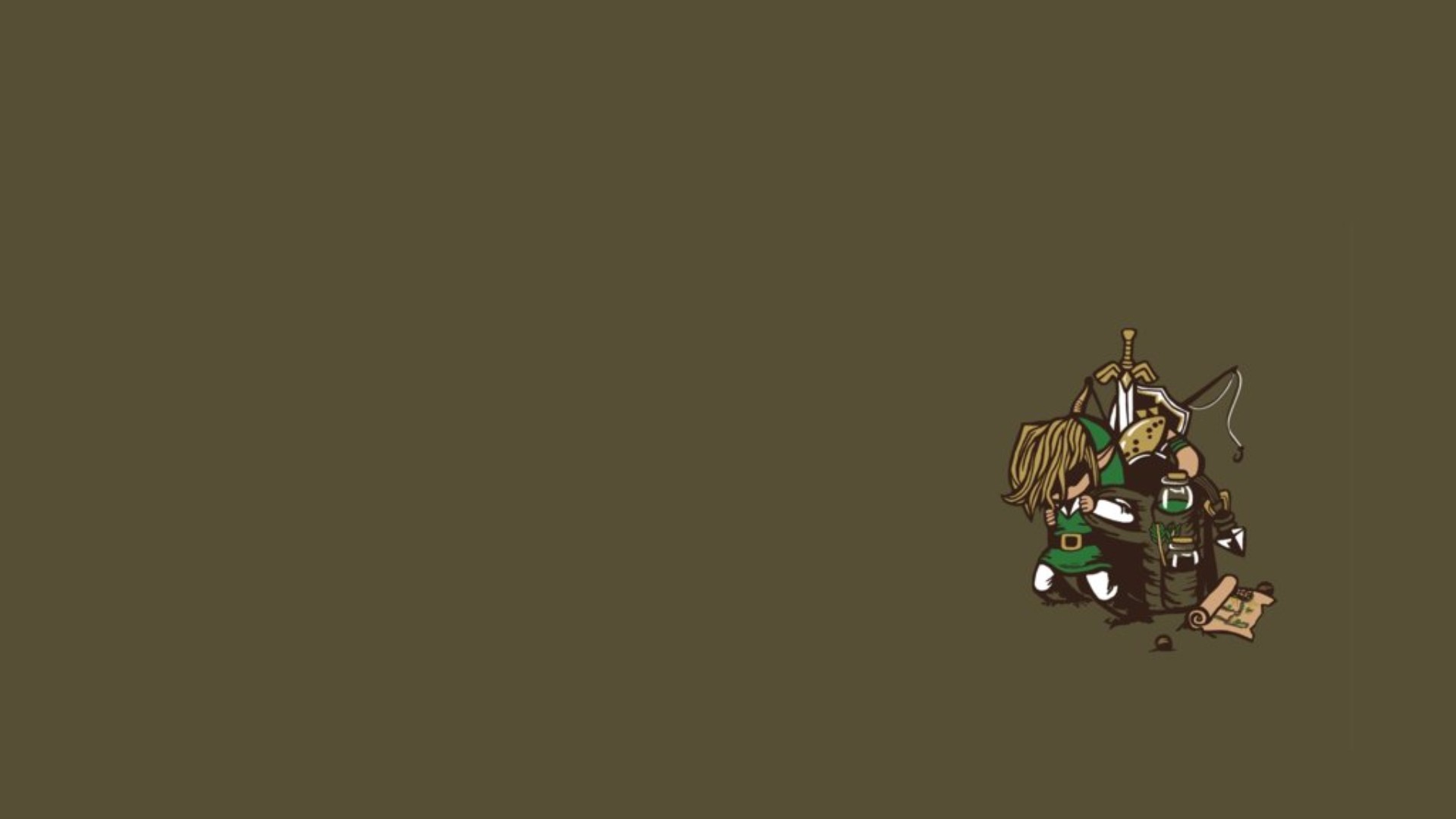 Link from The Legend of Zelda with items HD Wallpaper