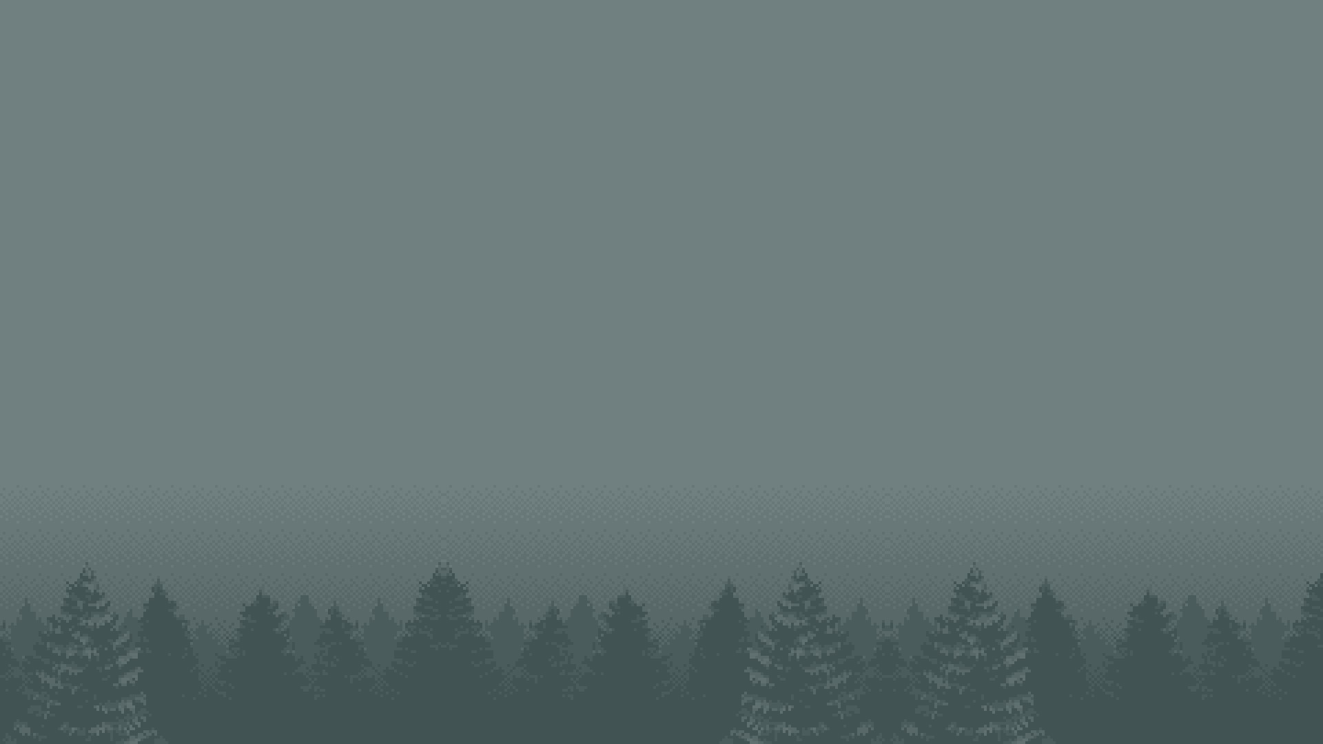Pixel art forest with a misty atmosphere HD Wallpaper