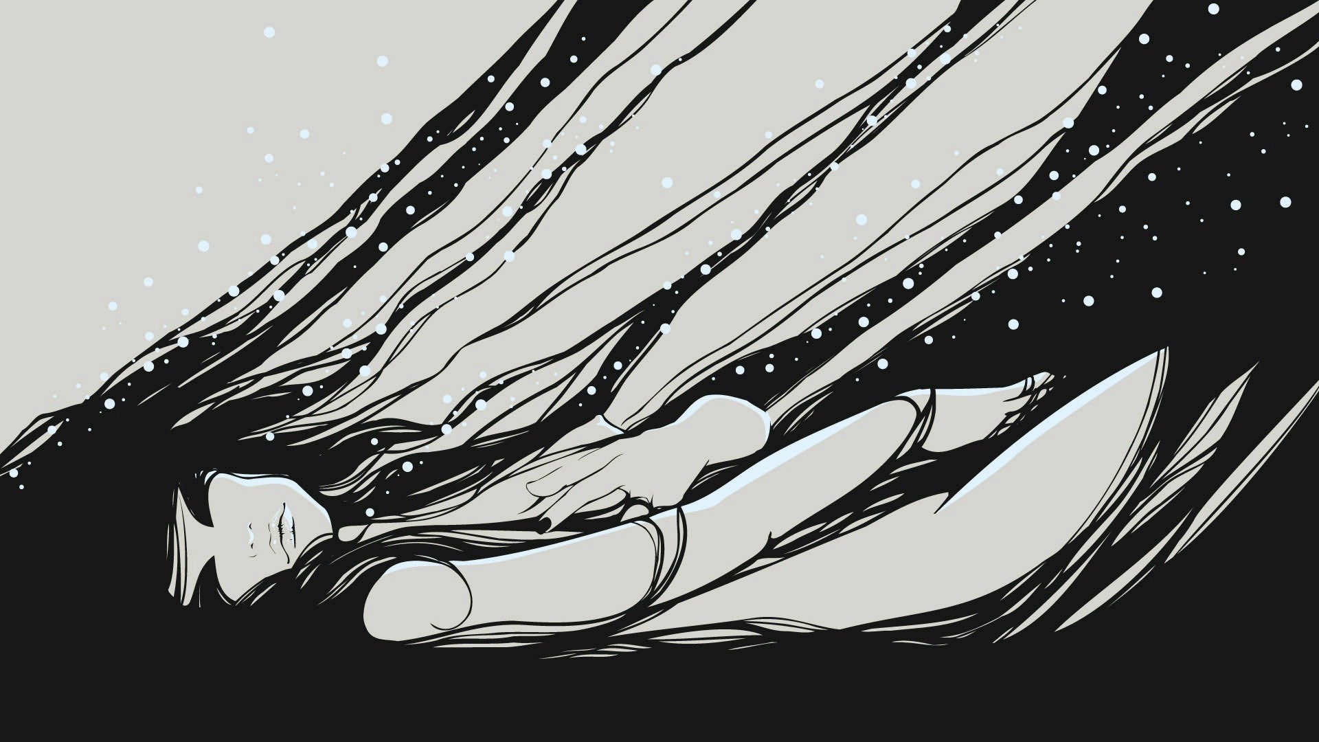 Minimalist illustration of a person with long hair HD Wallpaper