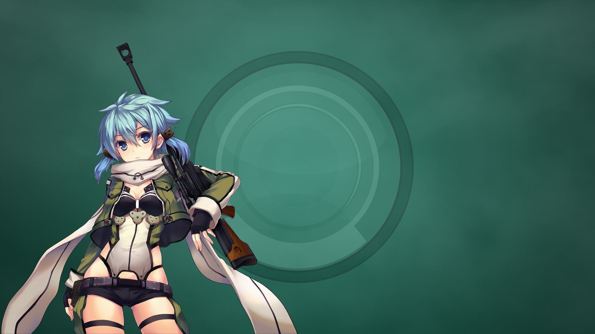 Asada Shino with sniper rifle from Sword Art Online HD Wallpaper