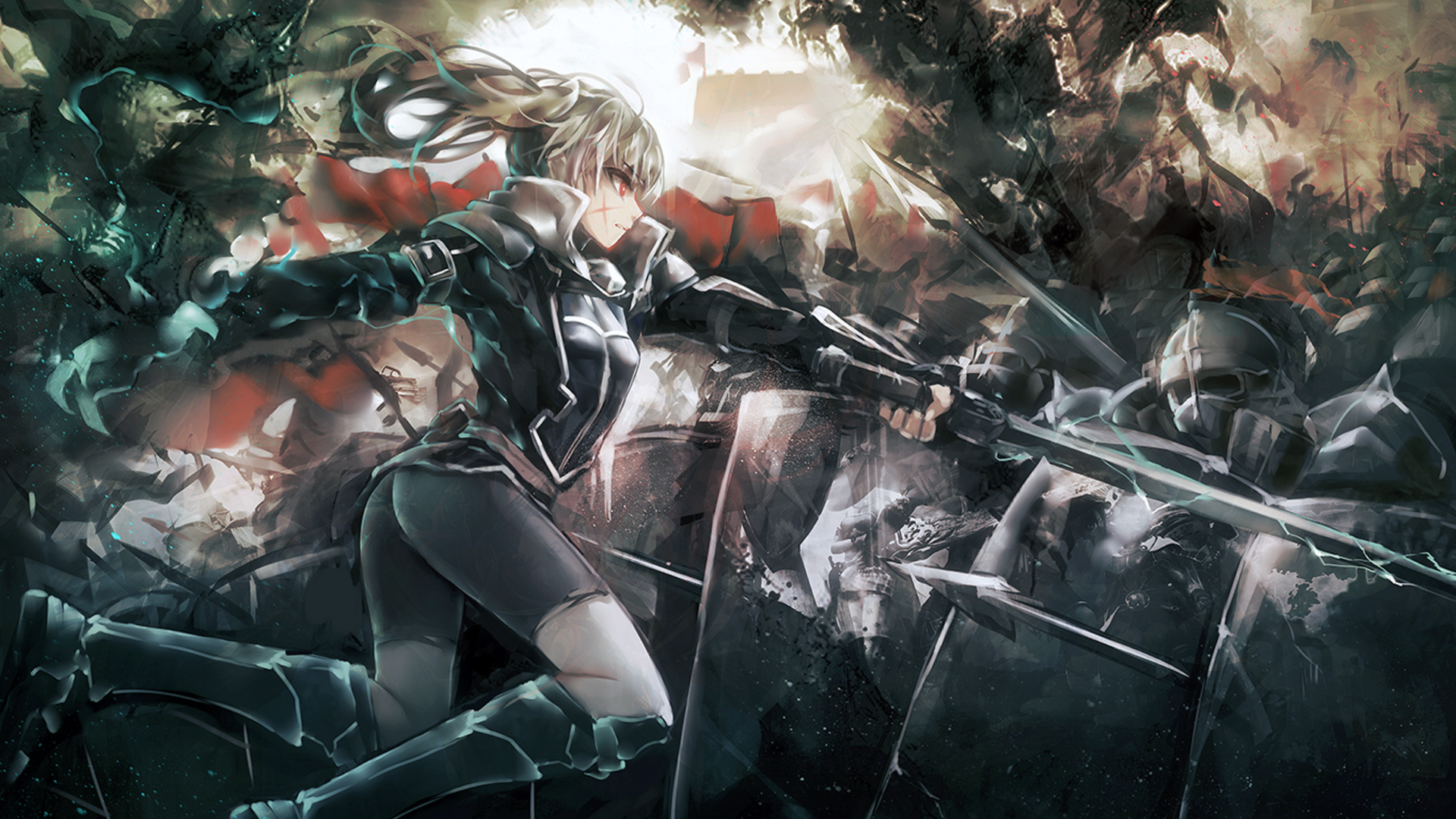 Pixiv Fantasia anime girl in battle HD Wallpaper
