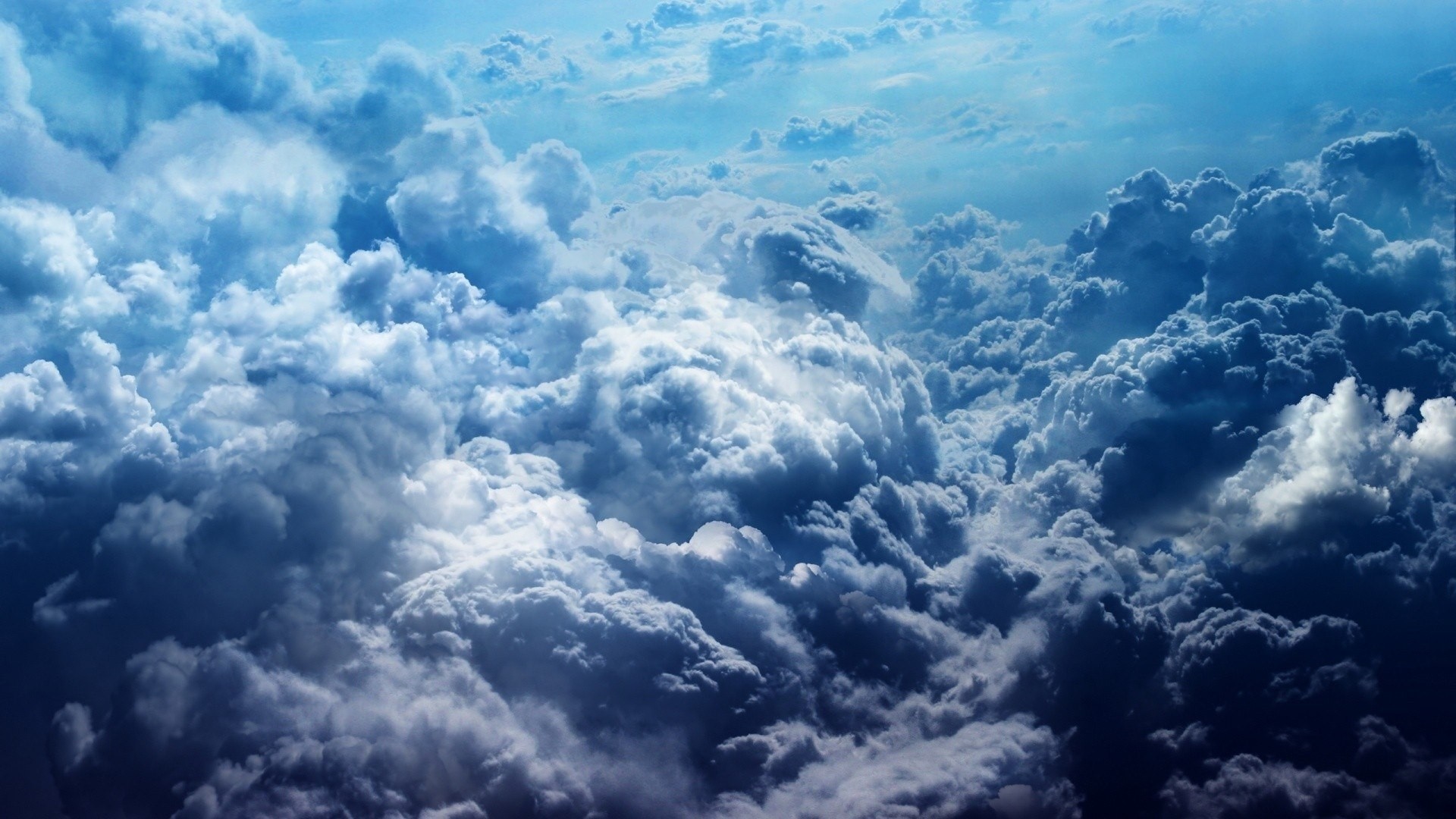 Aerial view of blue and white clouds HD Wallpaper