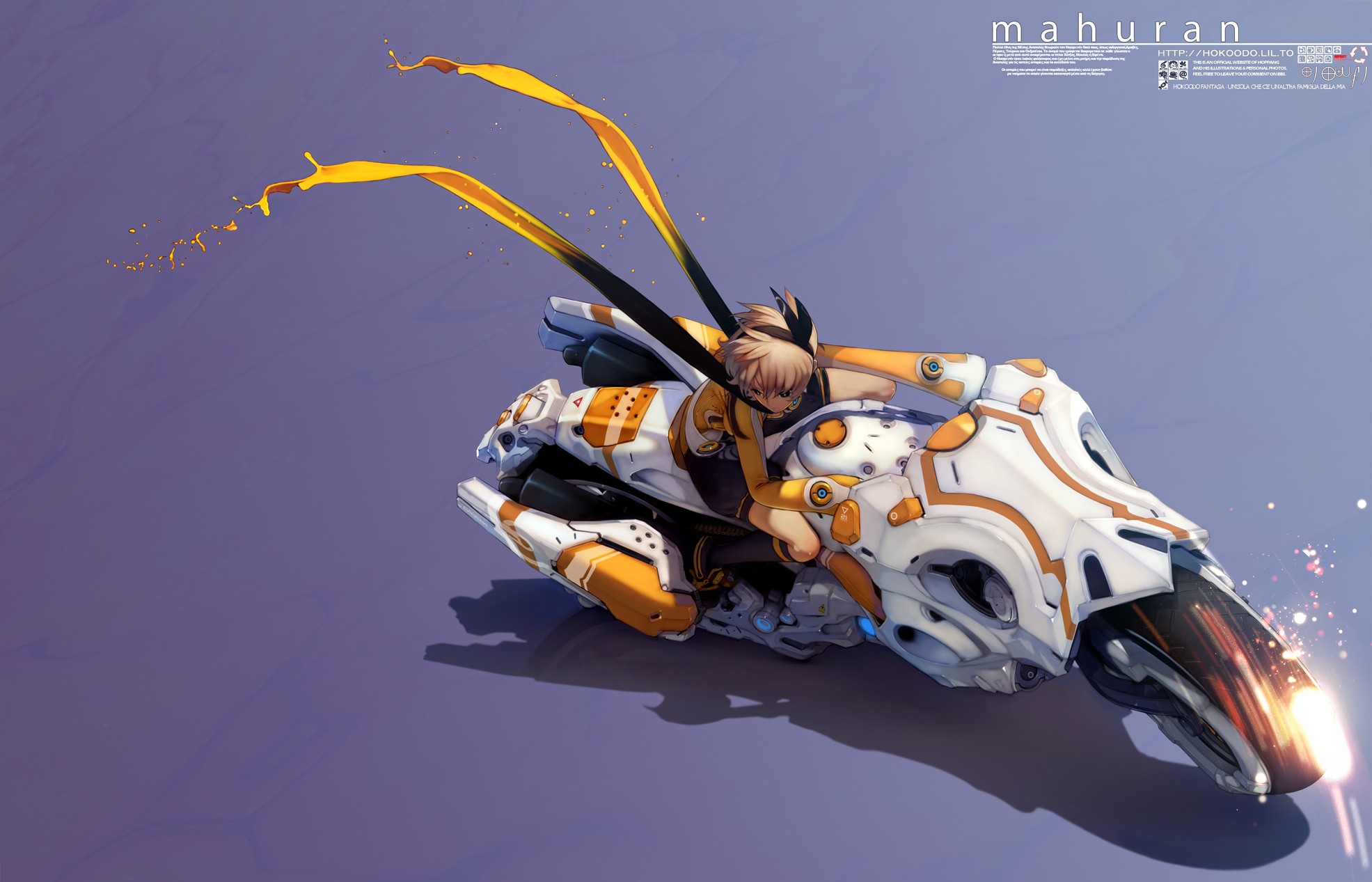 Anime girl riding a futuristic motorcycle HD Wallpaper