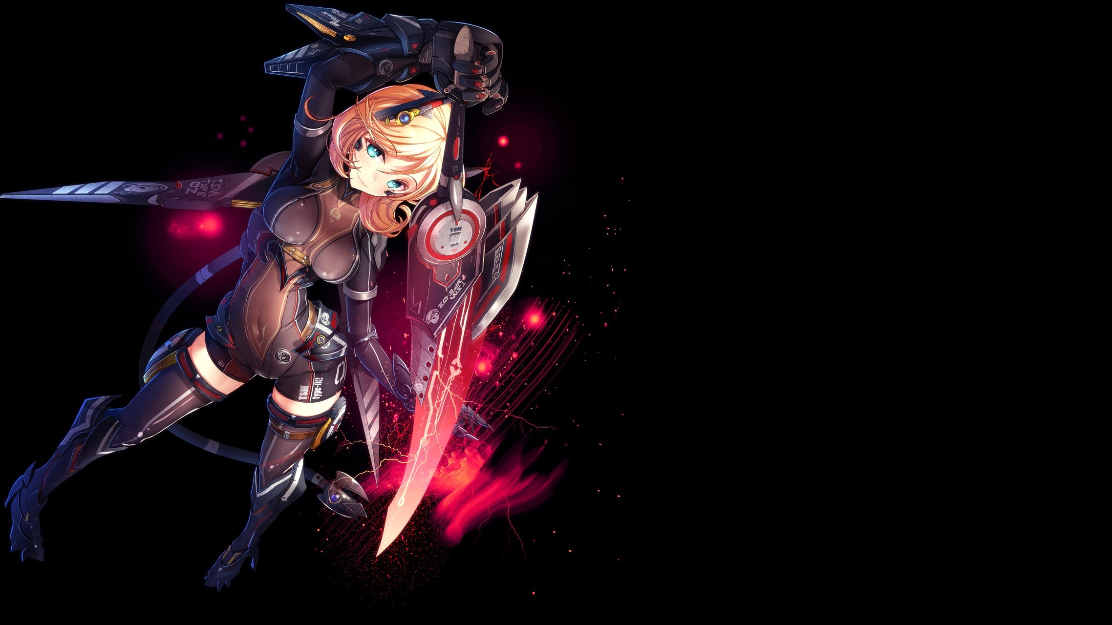 Anime girl with a large sword HD Wallpaper
