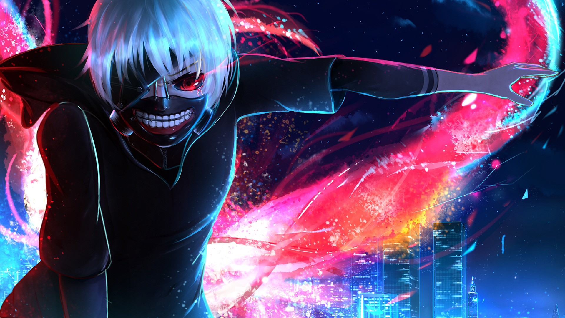 Ken Kaneki from Tokyo Ghoul with red eyes and mask HD Wallpaper