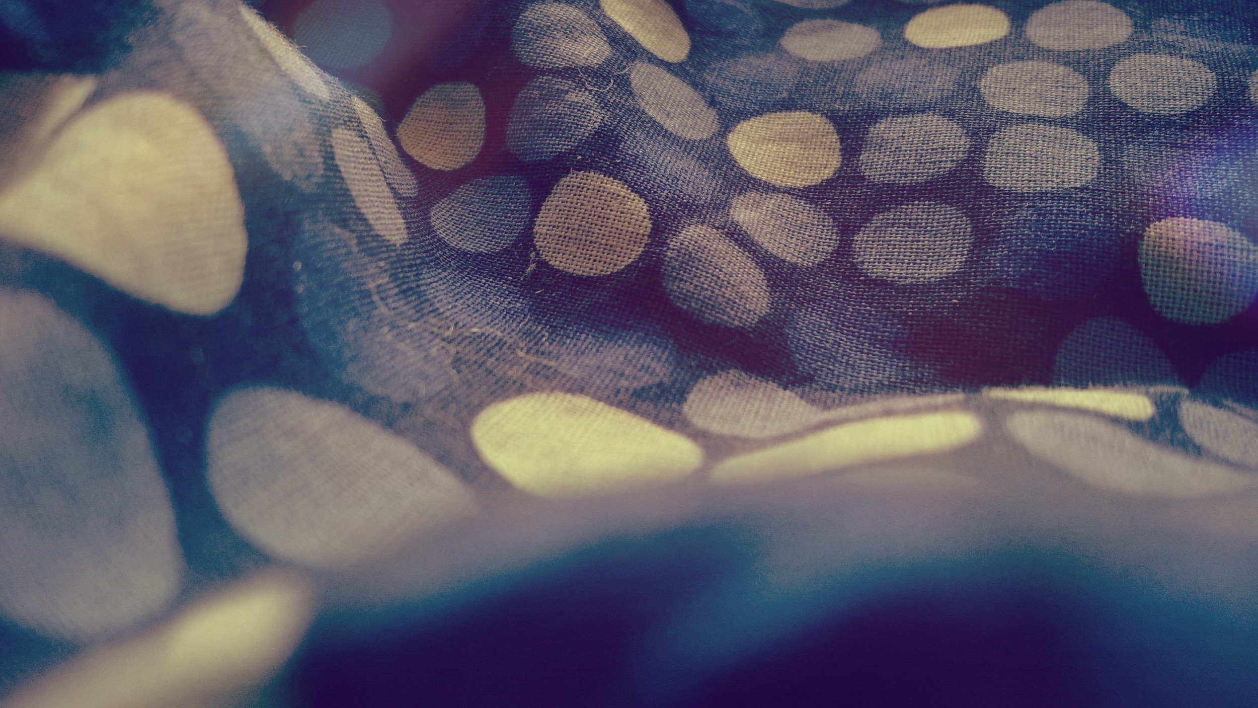 Close-up of blue fabric with polka dots HD Wallpaper