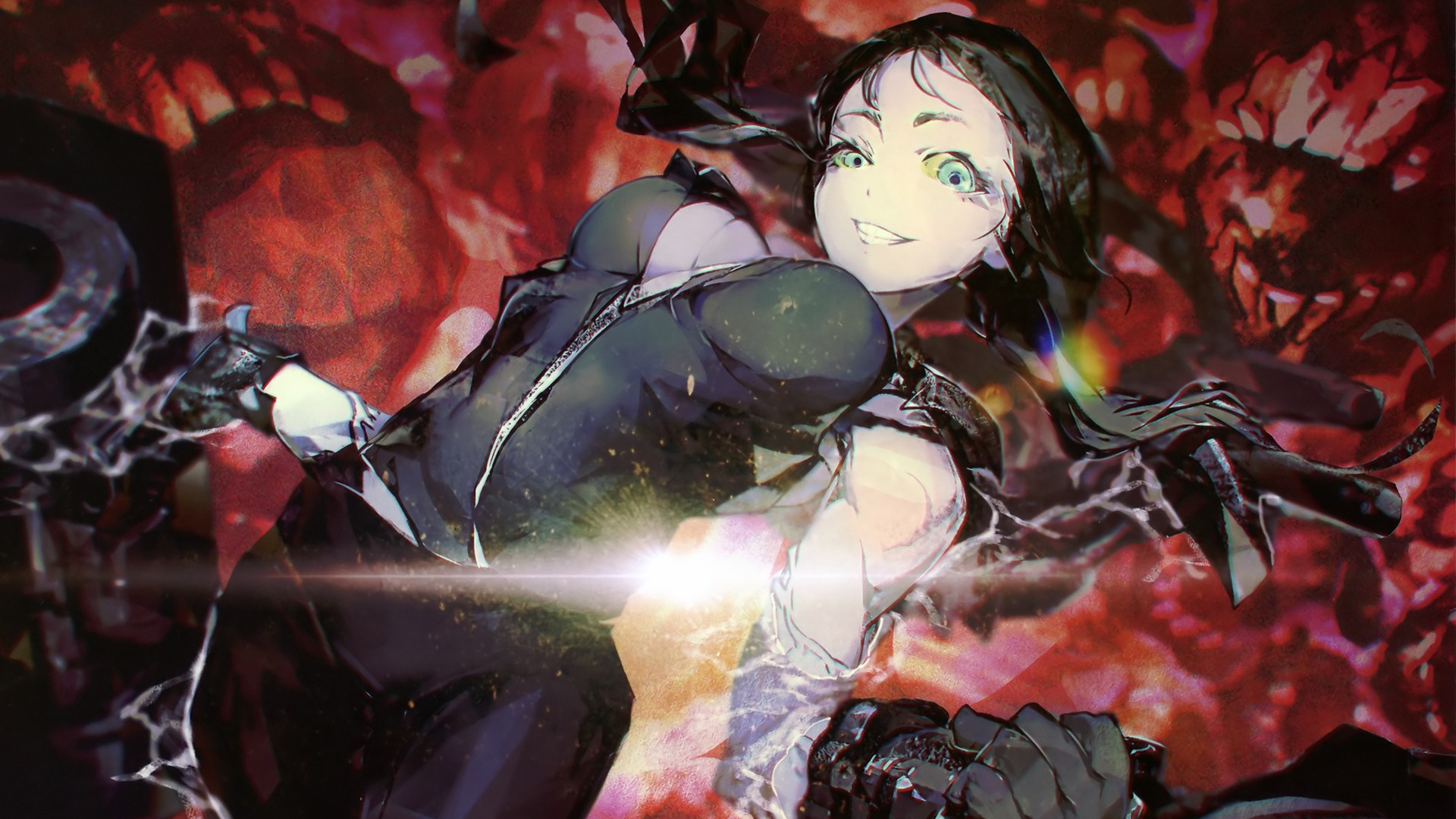 Kantai Collection character with dark hair and green eyes HD Wallpaper
