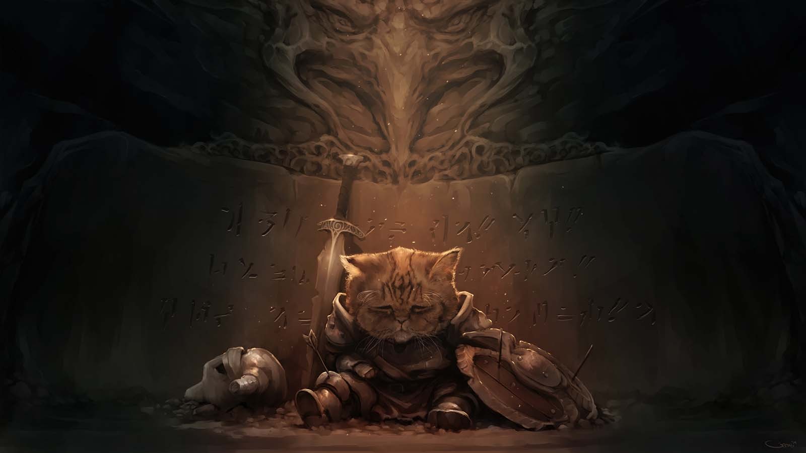 The Elder Scrolls V: Skyrim Cat Warrior HD Wallpaper