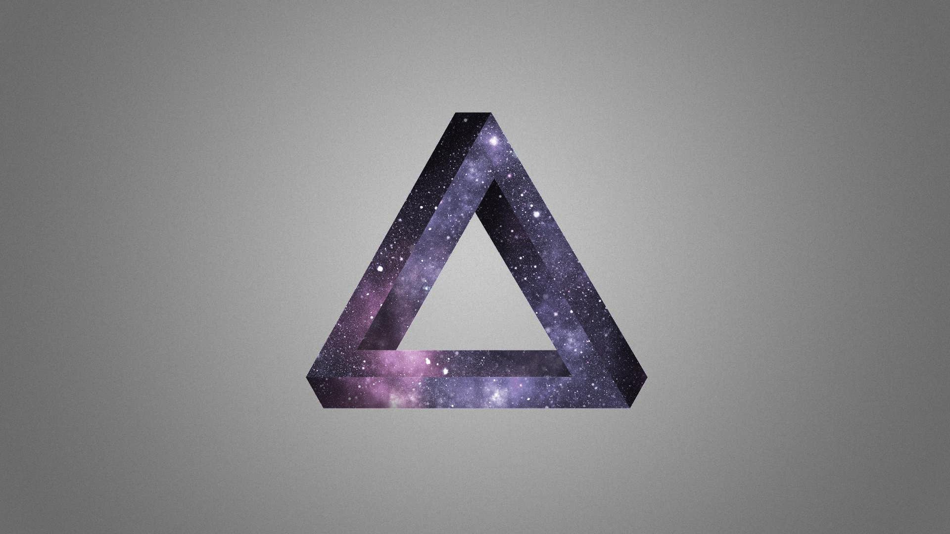 Impossible triangle with a space galaxy texture HD Wallpaper