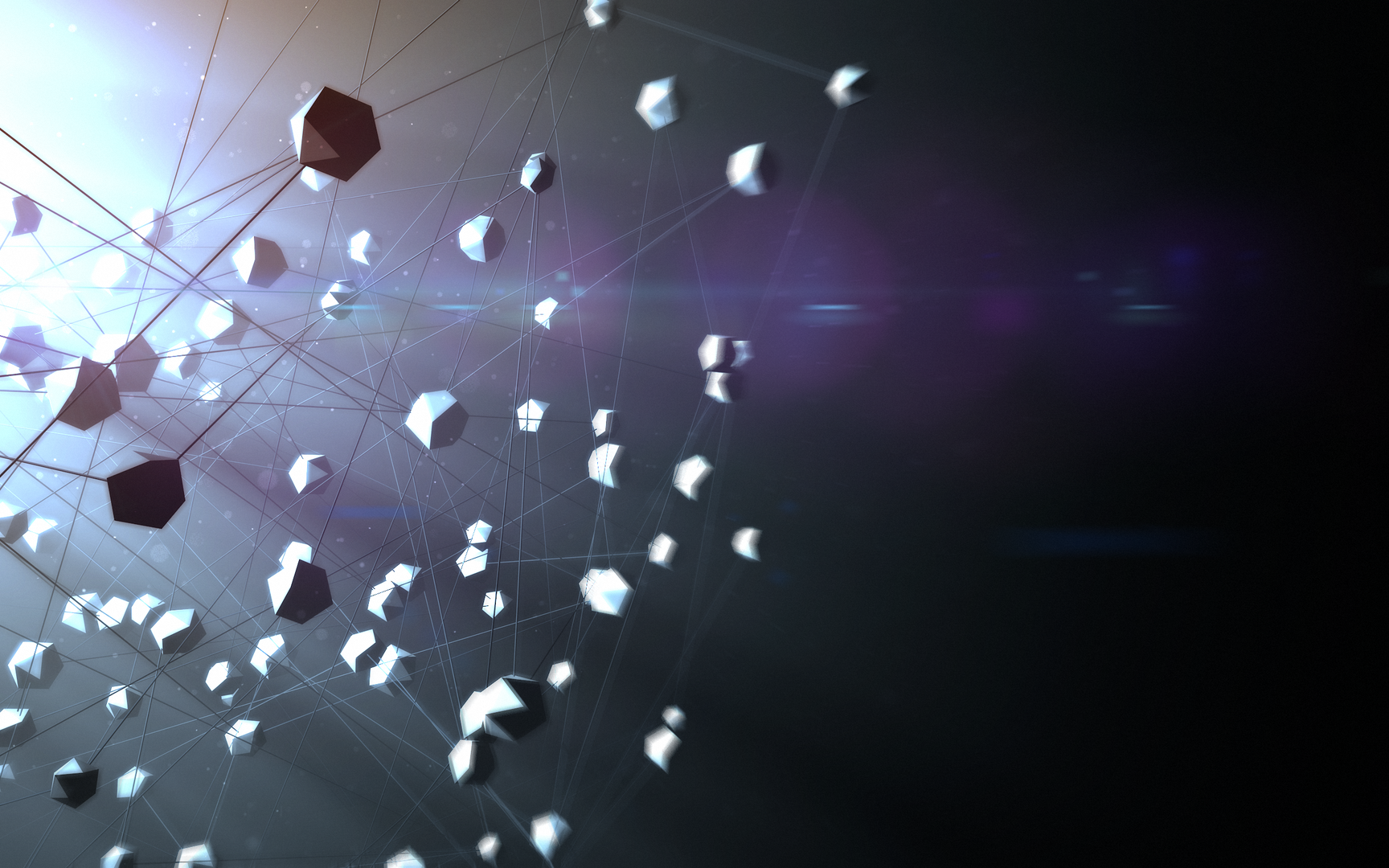 Abstract 3D geometric network with light flares HD Wallpaper