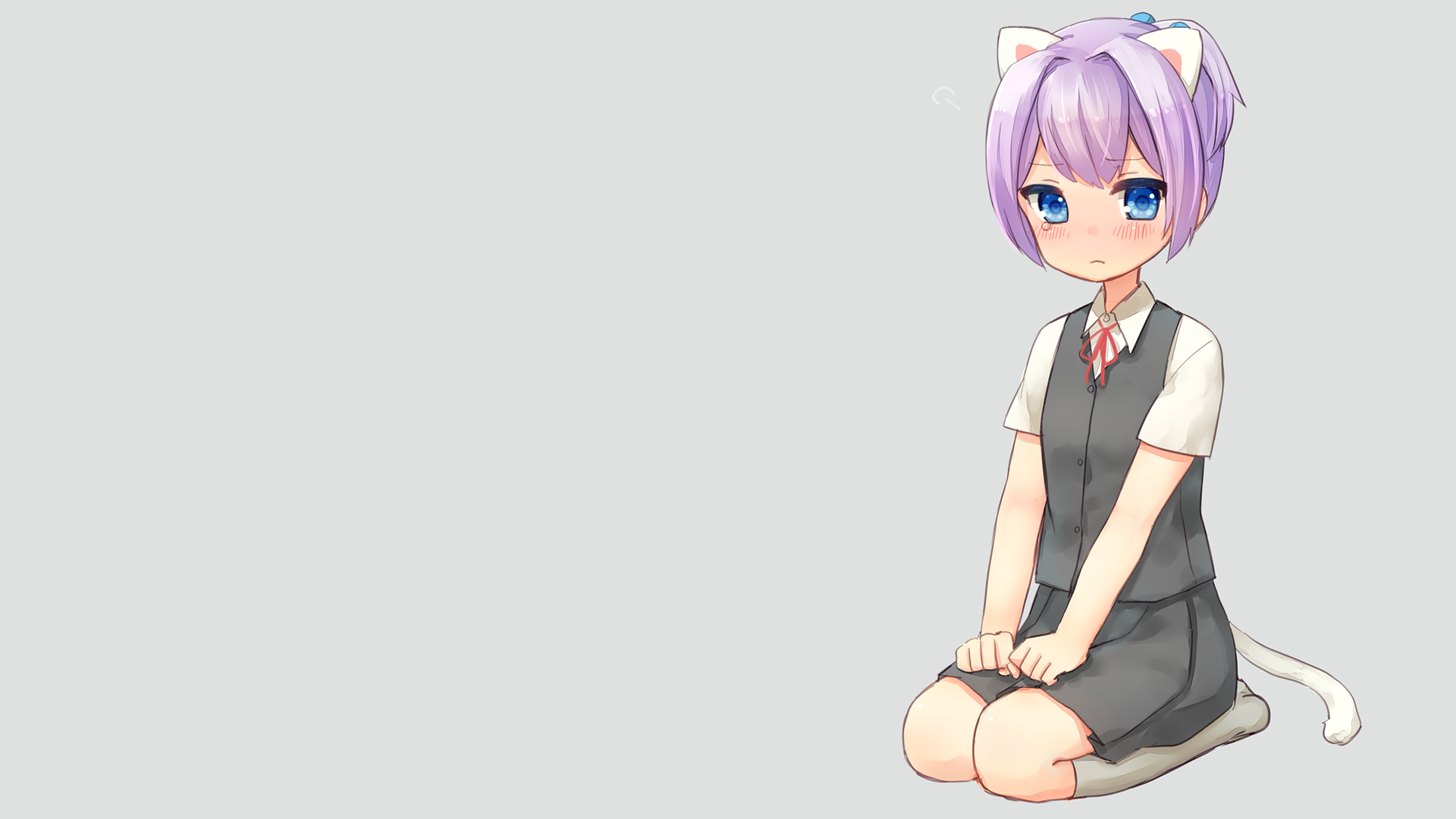 Shiranui (KanColle) anime girl with cat ears and tail HD Wallpaper